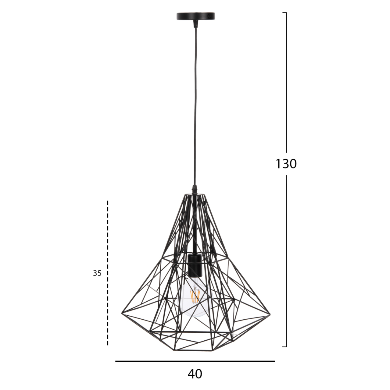 CEILING PENDANT LAMP HM4068 BLACK METAL CAP 40x35x130Hcm. [2]