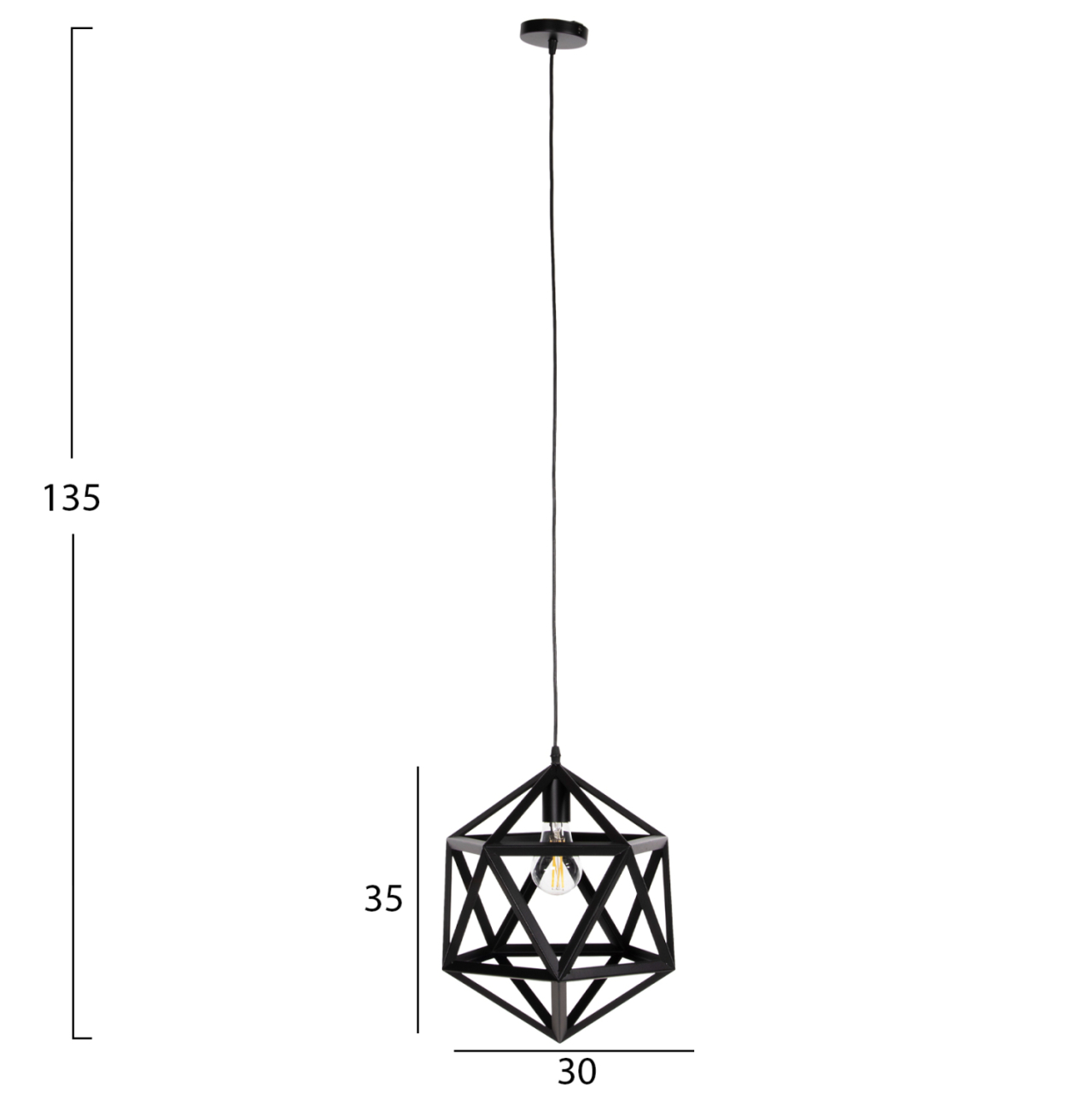 CEILING PENDANT LAMP HM4073 BLACK METAL 30x30x35H cm. [2]