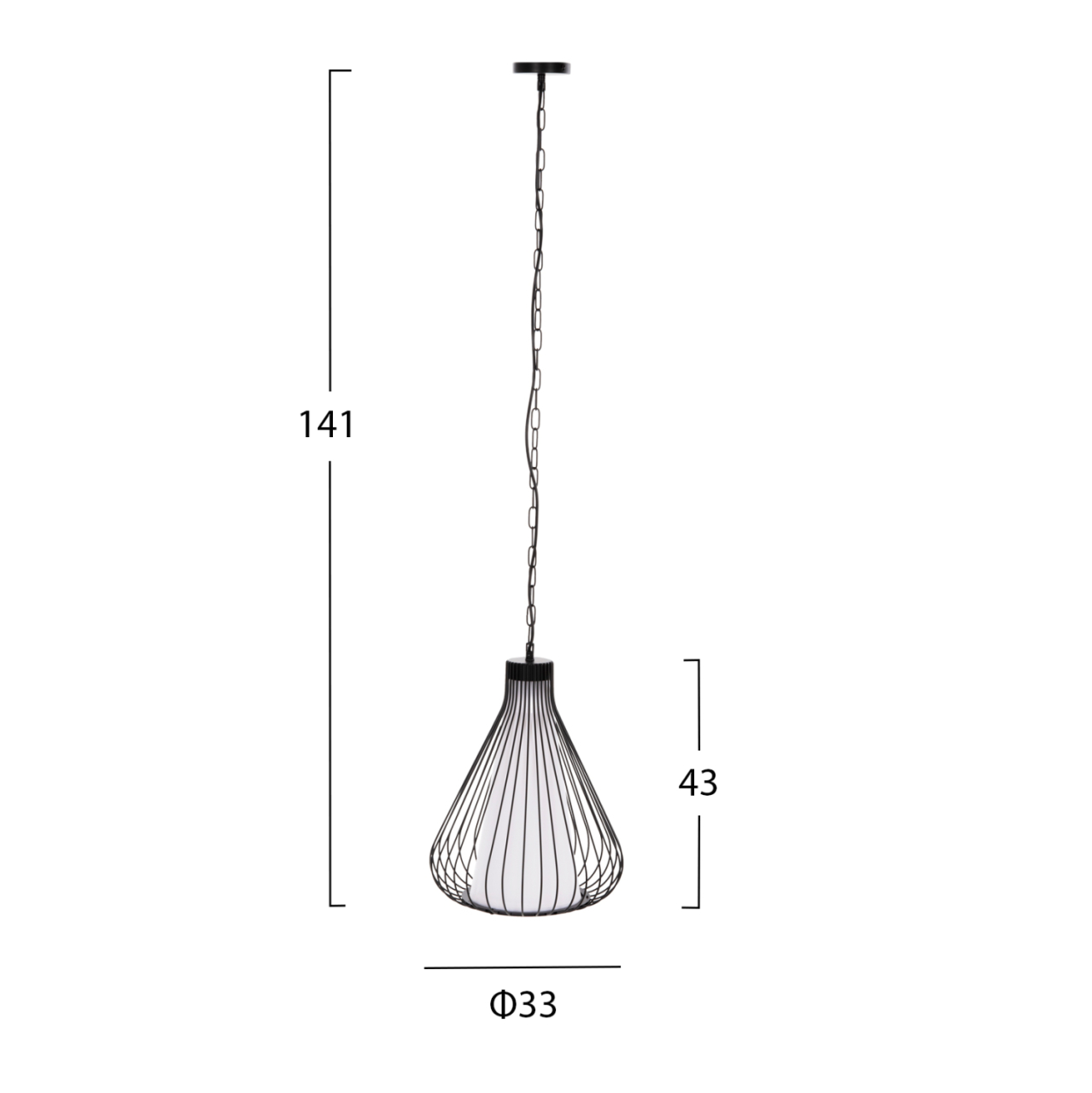 CEILING PENDANT LAMP HM4074 BLACK METAL CAP Φ33x141Hcm. [2]
