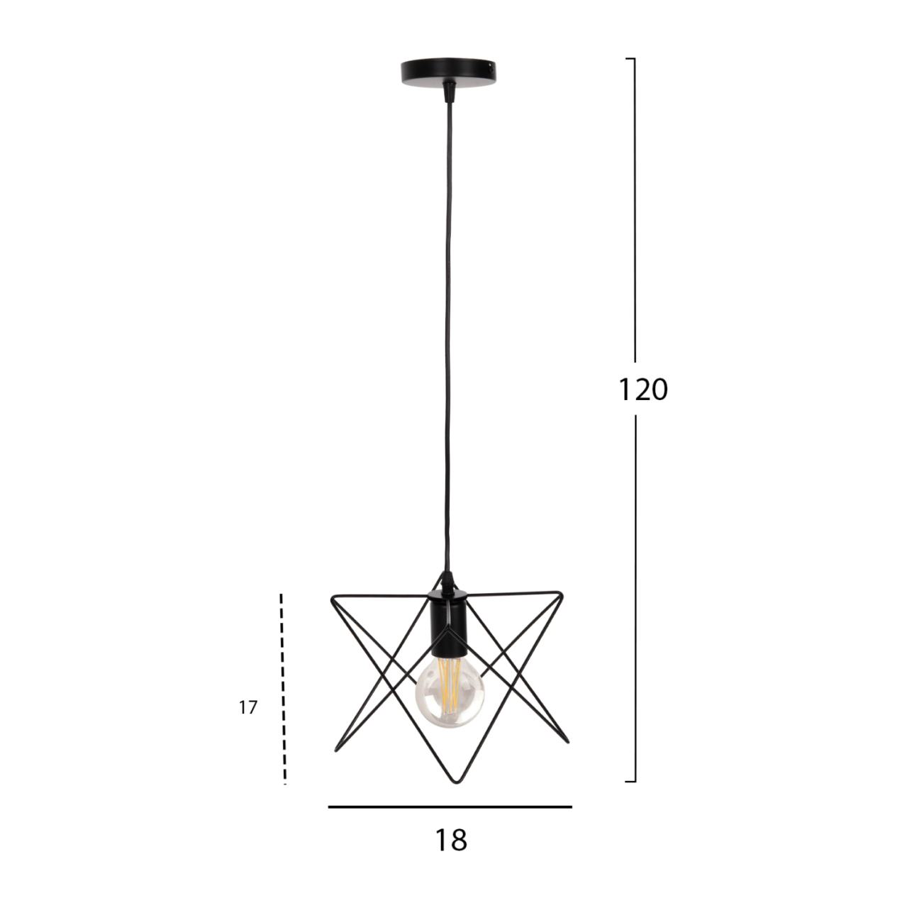 CEILING PENDANT LAMP HM4075 BLACK METAL CAP 18x17x120Hcm. [2]
