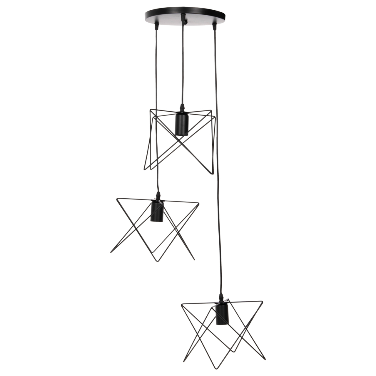 CEILING PENDANT LAMP HM4076 3-LIGHT BLACK METAL Φ23x122Hcm. [3]