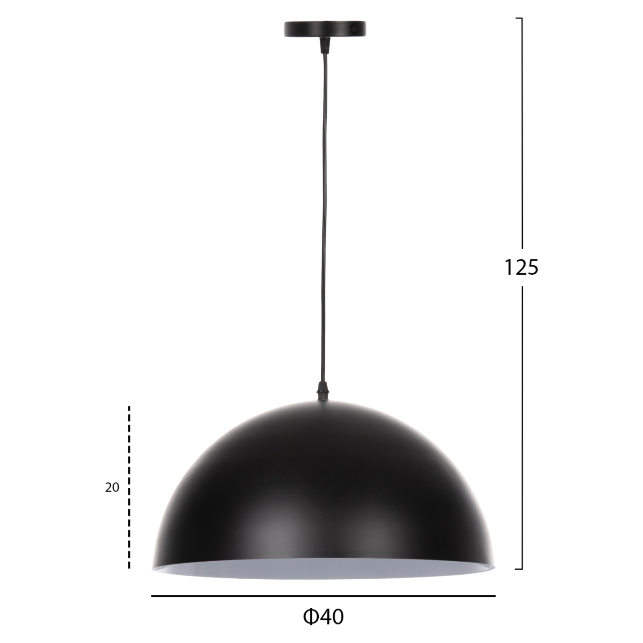 CEILING PENDANT LAMP HM4078 BLACK METAL ROUND CAP Φ40x125Hcm. [2]