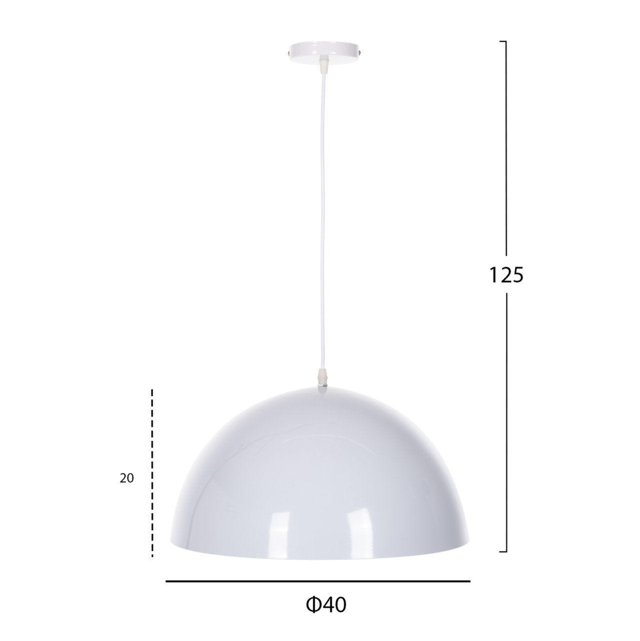 CEILING PENDANT LAMP HM4079 WHITE METAL ROUND CAP Φ40x125Hcm. [2]