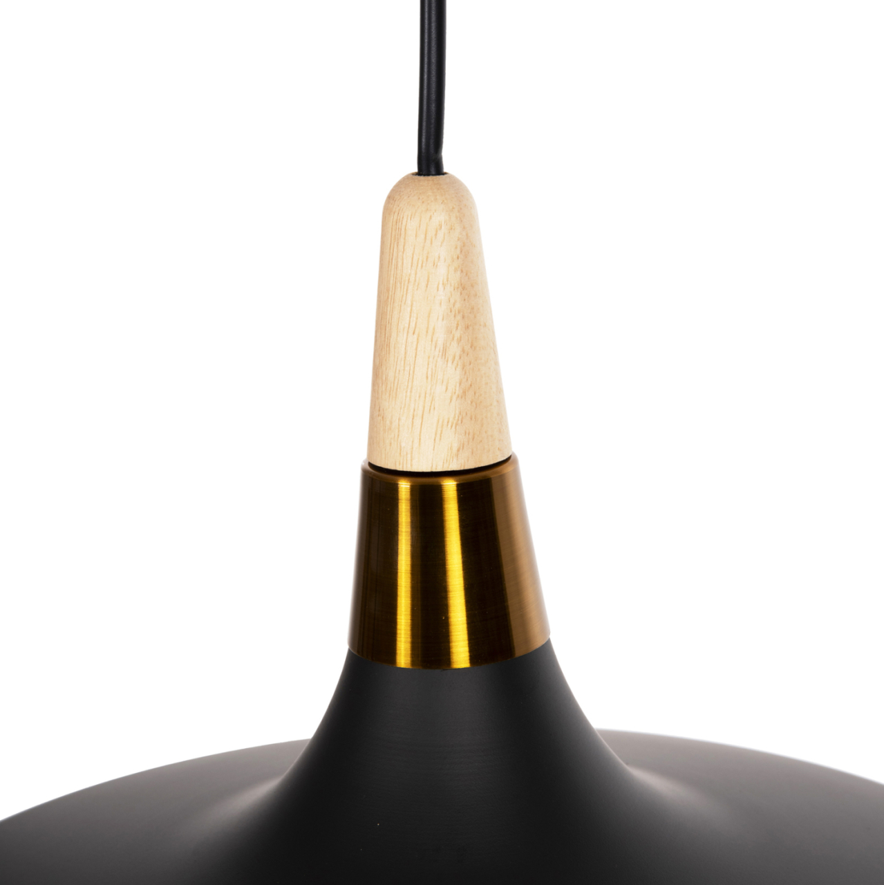 CEILING PENDANT LAMP HM4080 BLACK METAL-WOODEN DETAIL ON TOP 35x35x112H cm. [5]