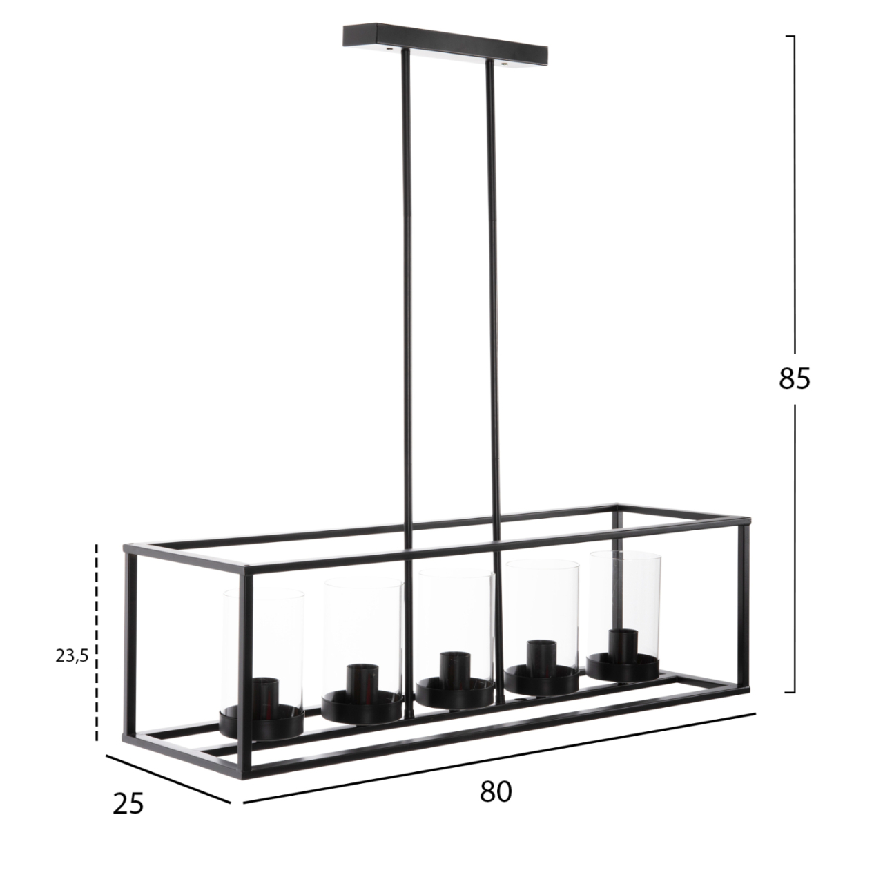 CEILING PENDANT LAMP HM4082 BLACK AND GLASS 80x25x23,5-85H cm. [2]