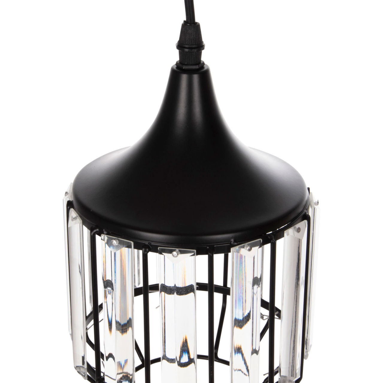 CEILING PENDANT LAMP HM4084 3-LIGHT BLACK METAL-GLASS Φ14x123Hcm. [4]