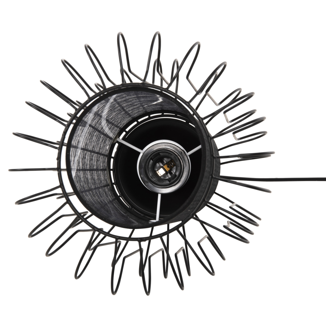 CEILING PENDANT LAMP HM4087 BLACK METAL-WHITE FABRIC Φ24x130Hcm. [6]