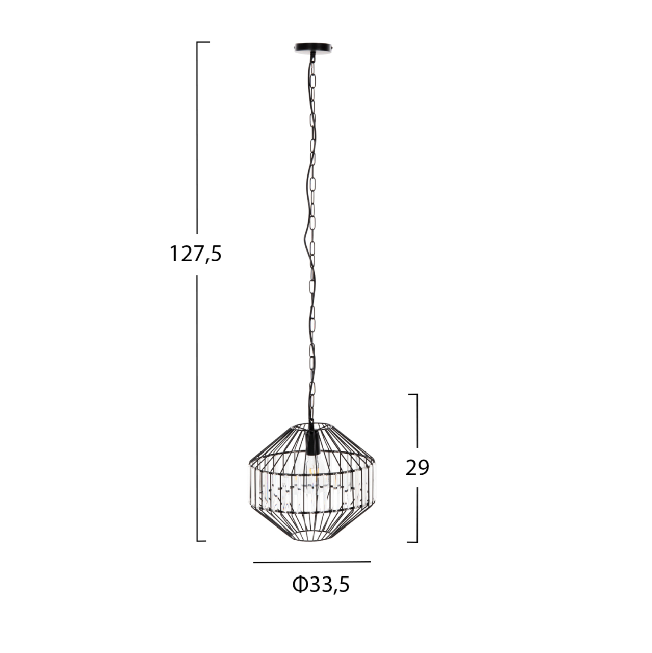 CEILING PENDANT LAMP HM4092 BLACK METAL CAP Φ33,5x29-127,5Hcm. [2]