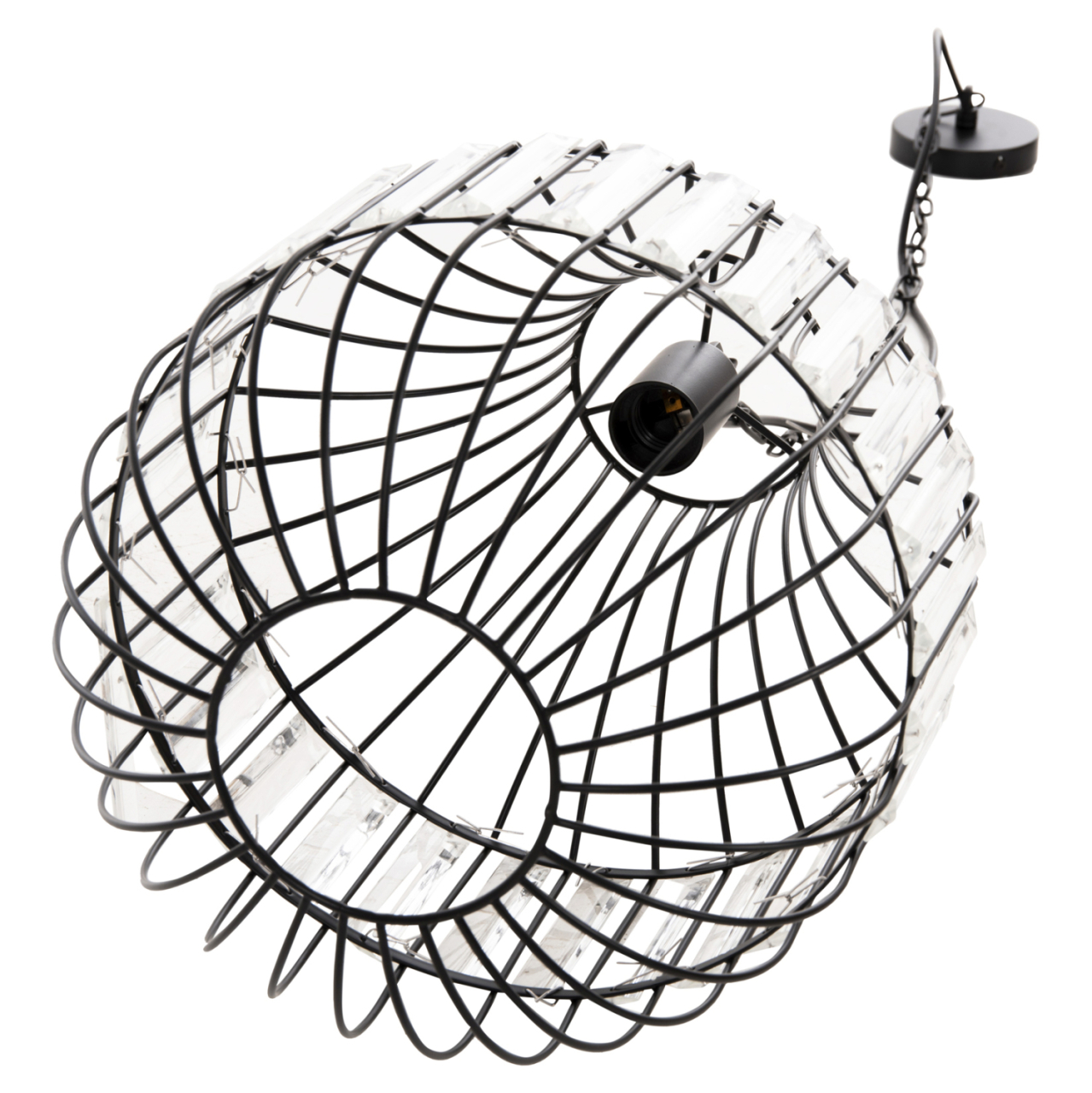 CEILING PENDANT LAMP HM4093 BLACK METAL AND GLASS Φ29x38-137Hcm. [7]