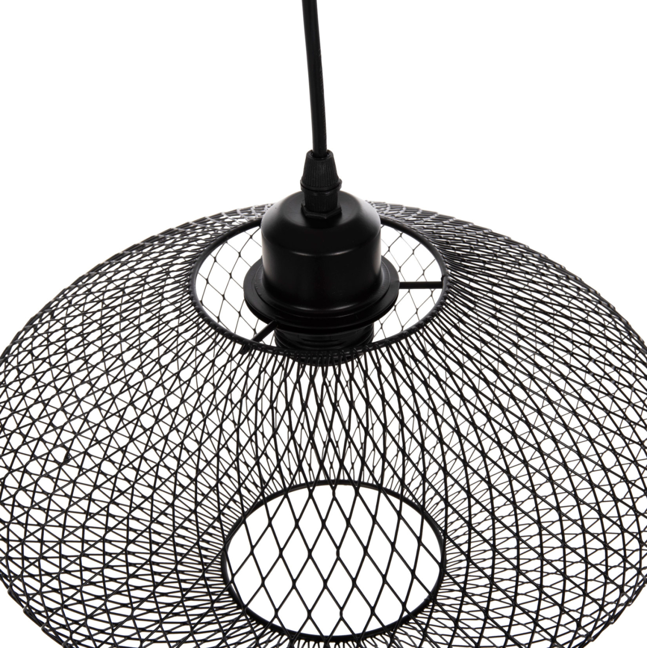 CEILING PENDANT LAMP HM4094 BLACK METAL MESH CAP Φ30x125Hcm. [3]