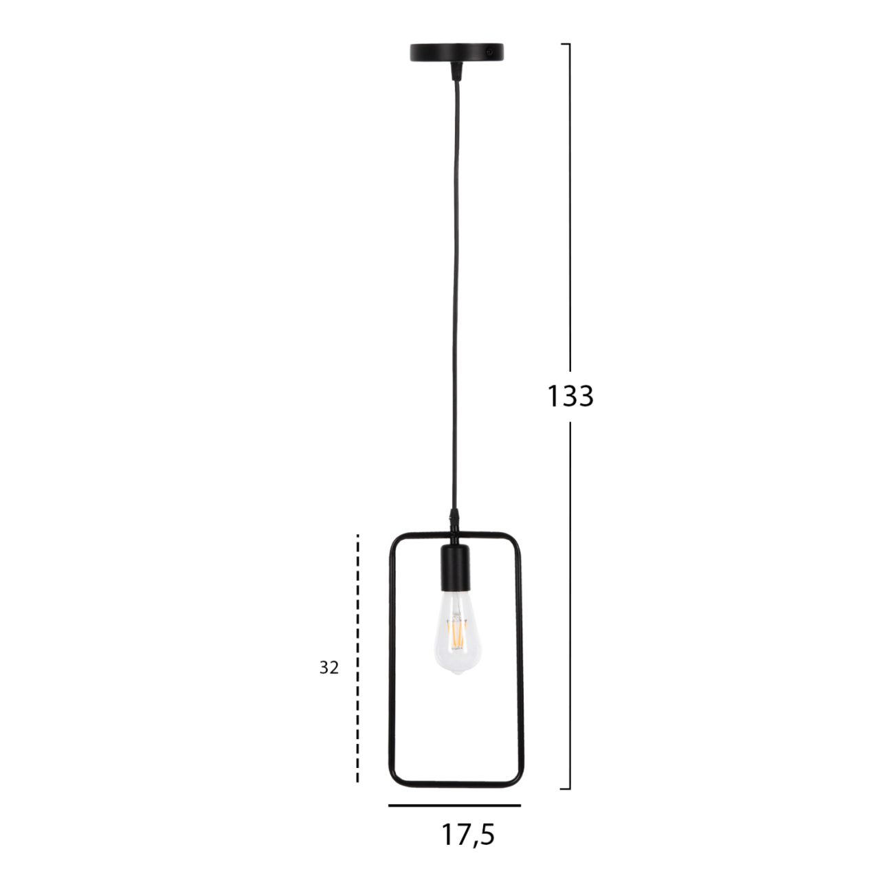CEILING PENDANT LAMP HM4097 BLACK METAL RECTANGLE 17,5x133H cm. [2]