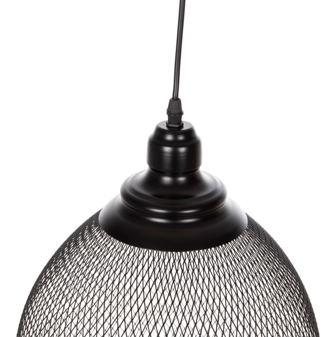 CEILING PENDANT LAMP HM4100 BLACK METAL MESH BEL-SHAPED CAP Φ32x137Hcm. [4]