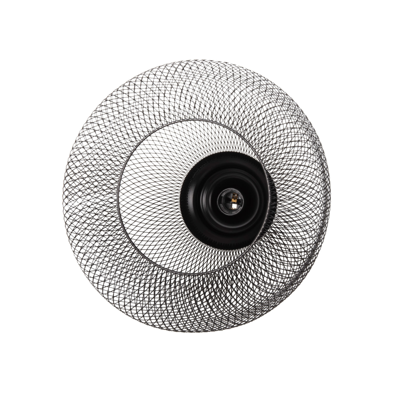 CEILING PENDANT LAMP HM4100 BLACK METAL MESH BEL-SHAPED CAP Φ32x137Hcm. [6]