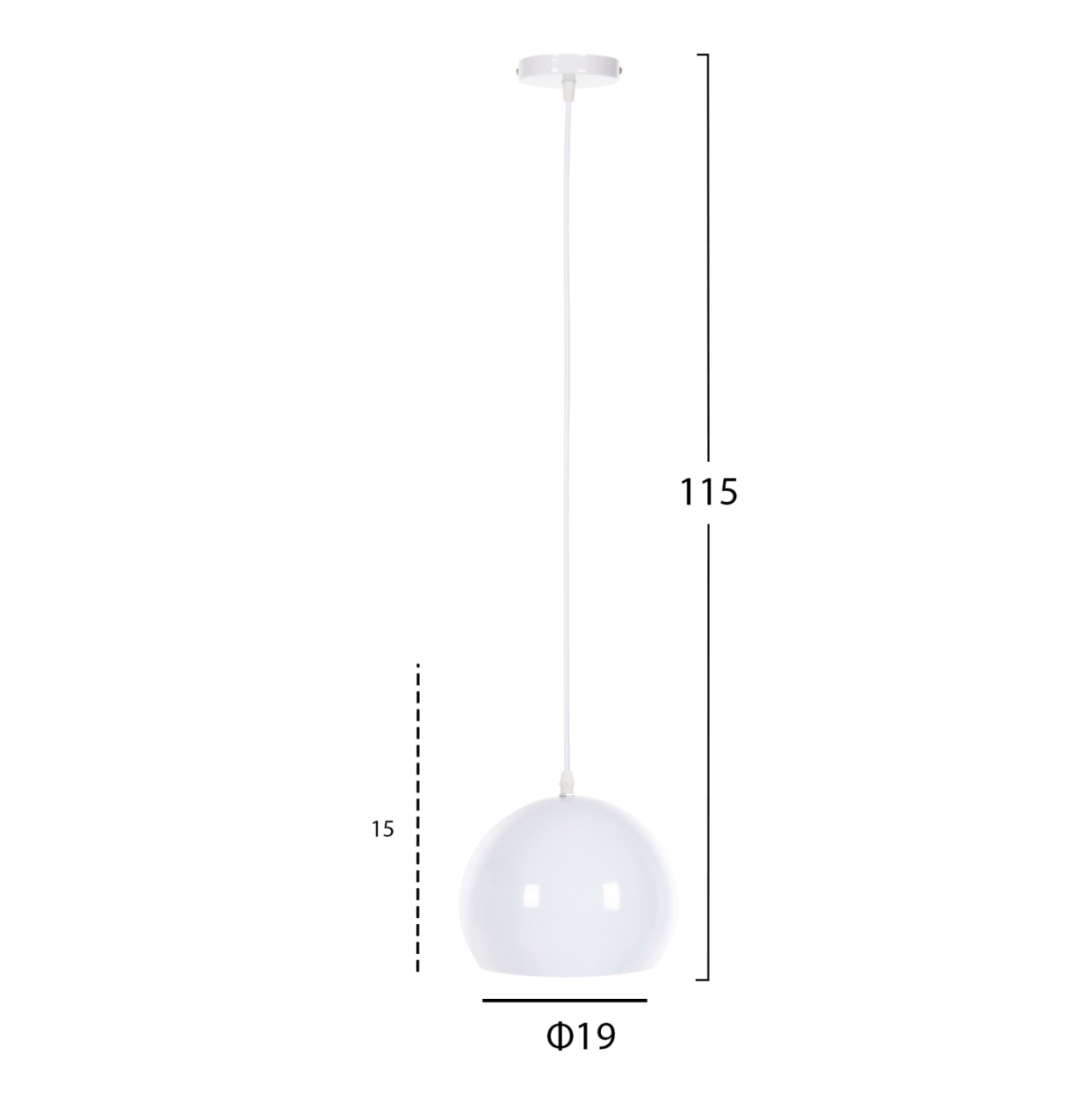 CEILING PENDANT LAMP HM4108 WHITE METAL BELL 19x19x115H cm. [2]