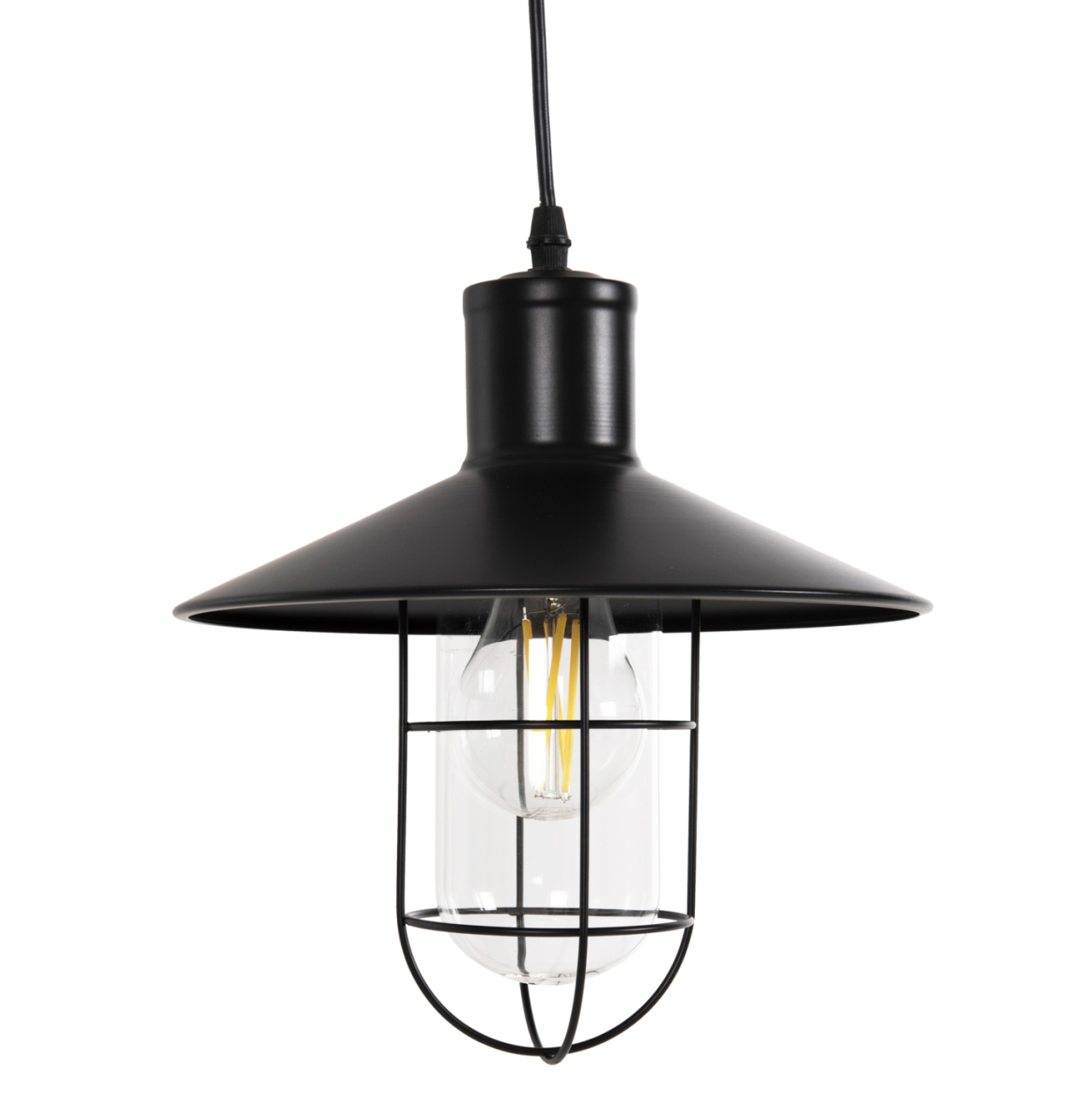 CEILING PENDANT LAMP HM4119 BLACK METAL-GLASS Φ26x125Hcm. [4]