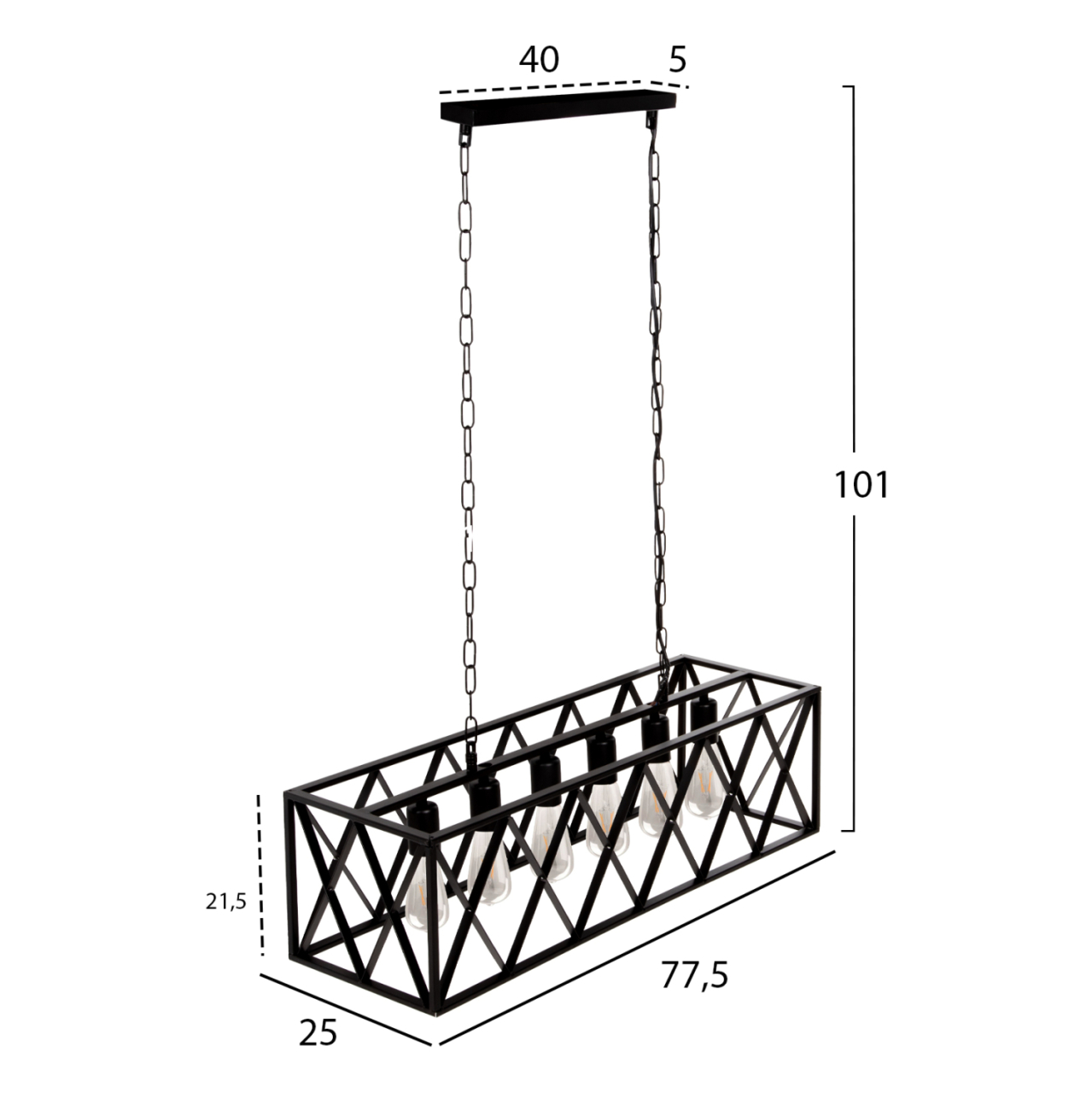 CEILING PENDANT LAMP HM4128 6LIGHTS-BLACK METAL FRAME 77,5x25x101Hcm. [2]