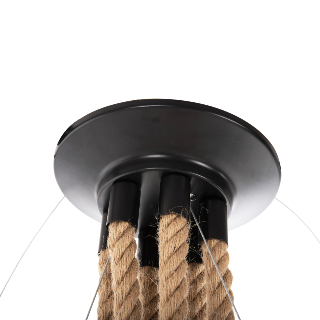 CEILING PENDANT LAMP HM4130 6-LIGHT BLACK METAL-ROPE Φ54-60x125Hcm. [6]