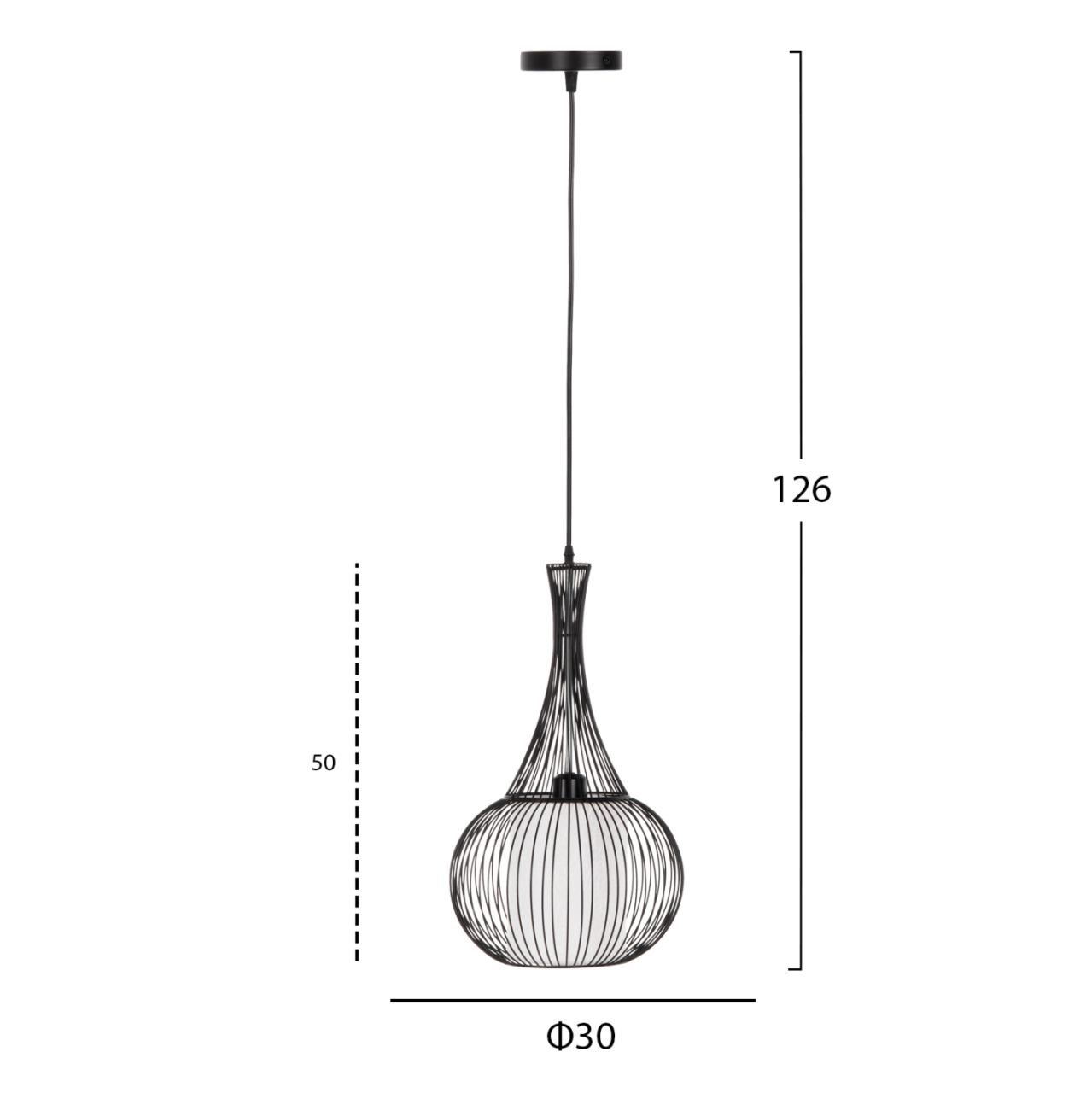 CEILING PENDANT LAMP HM4132 BLACK METAL Φ30x50H cm. [2]