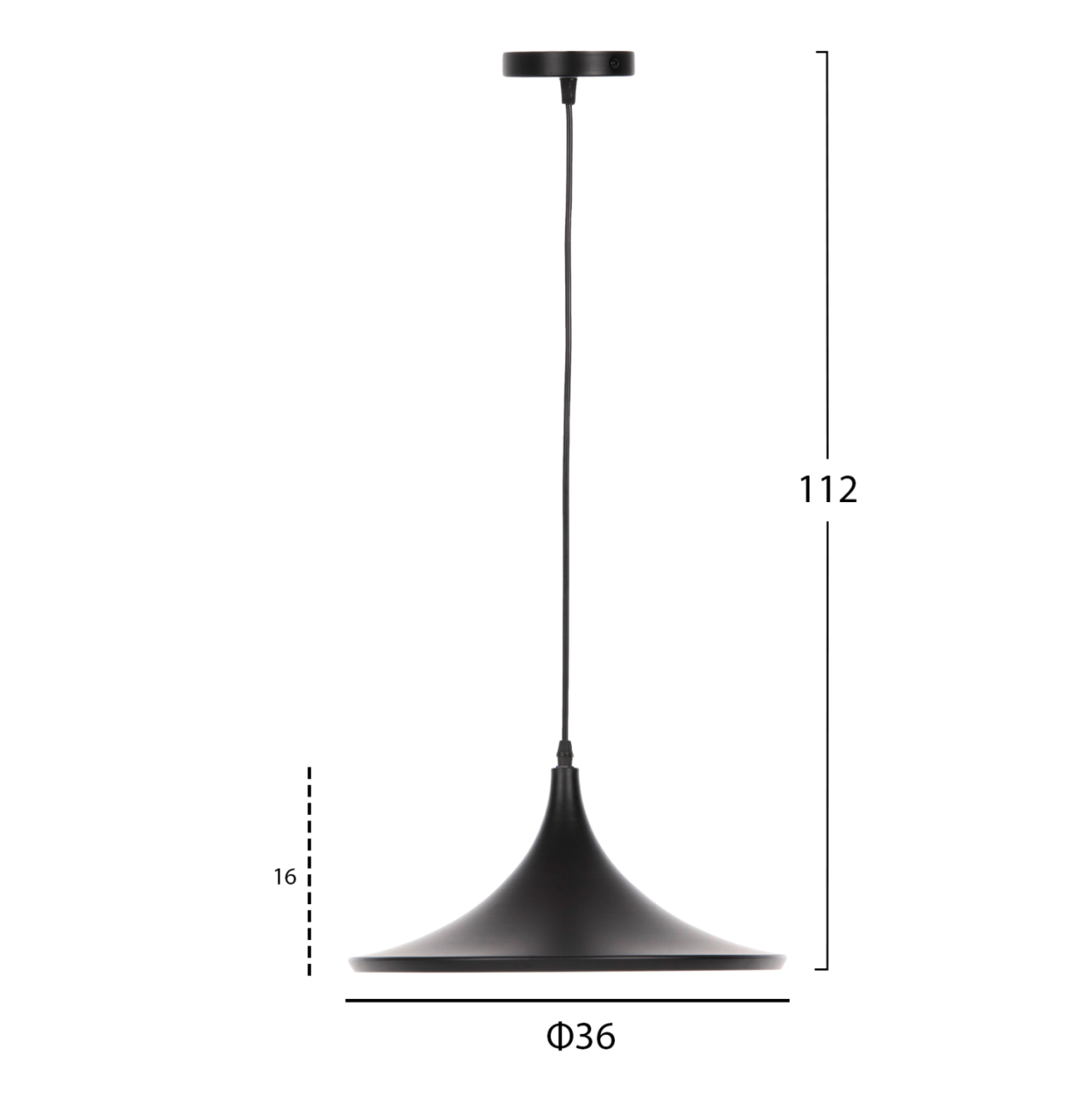 CEILING PENDANT LAMP HM4133 ALUMINUM IN BLACK and GOLD Φ36x112H cm. [2]
