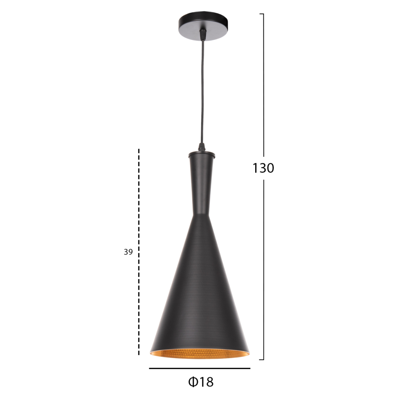 CEILING PENDANT LAMP HM4134 BLACK ALUMINUM CAP Φ18x130Hcm. [2]
