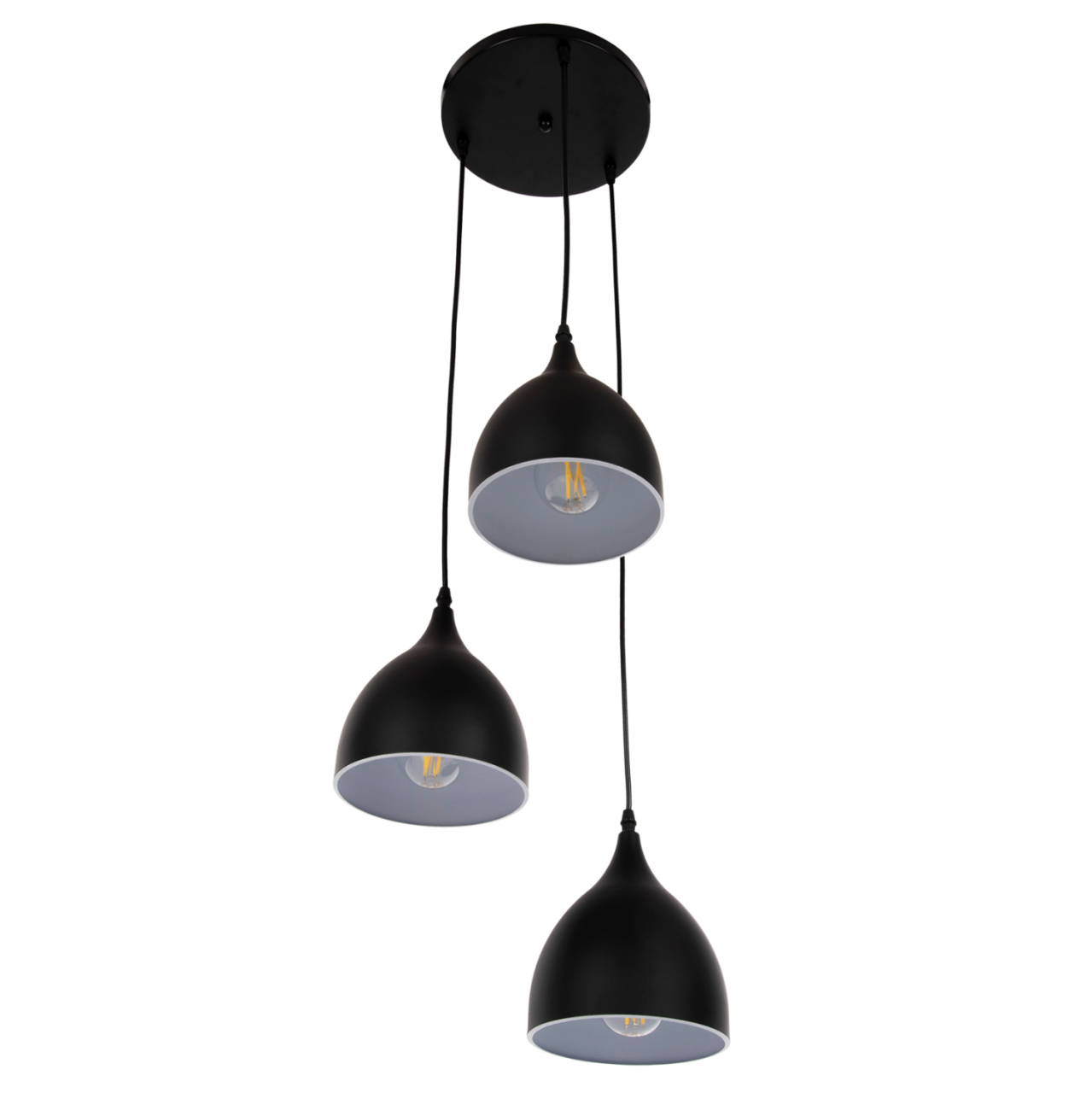 CEILING PENDANT LAMP HM4137 3-LIGHT BLACK METAL Φ33x33-115Hcm. [3]