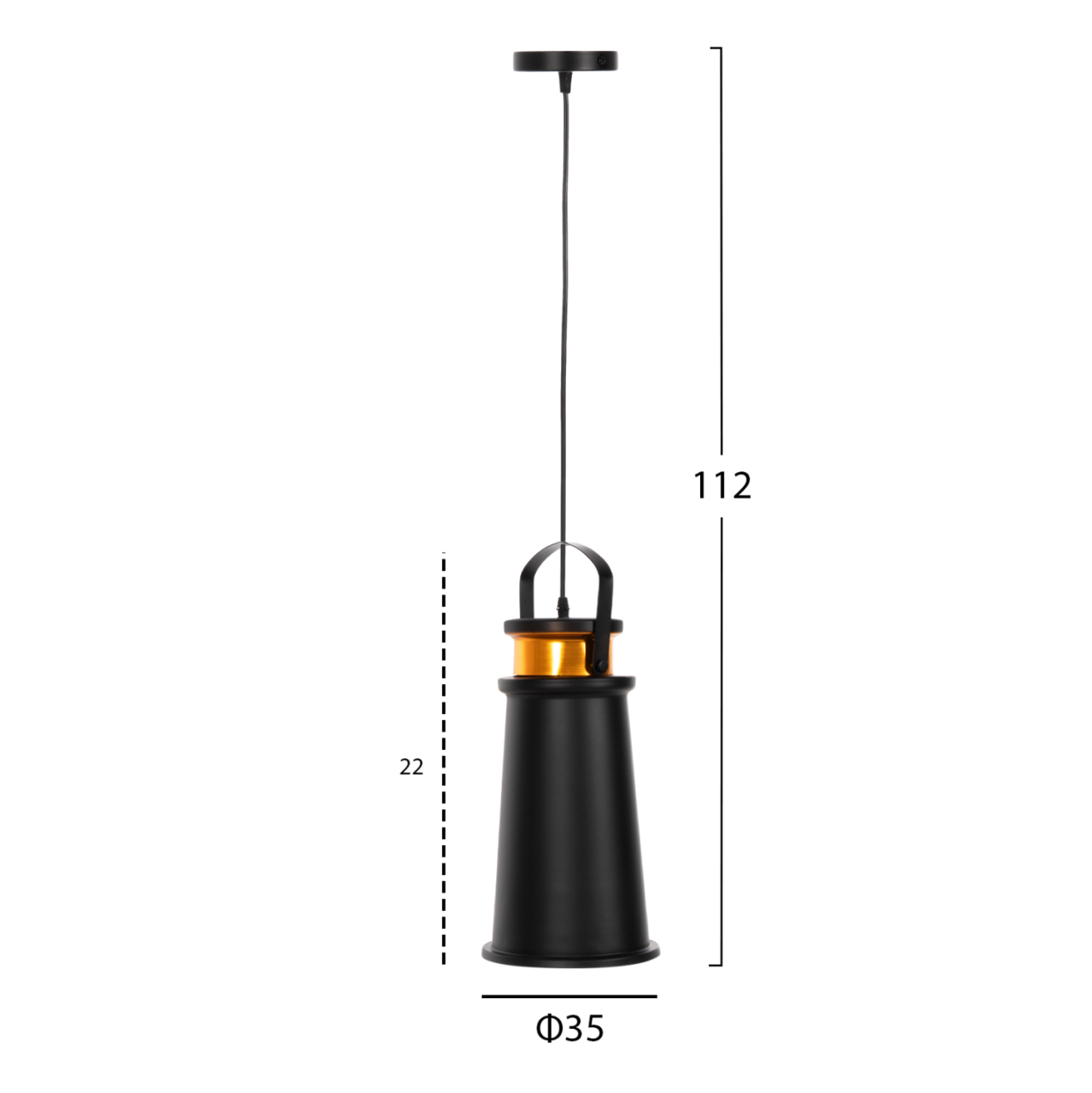 CEILING PENDANT LAMP HM4140 BLACK-GOLD ALUMINUM CAP Φ19x132H cm. [2]
