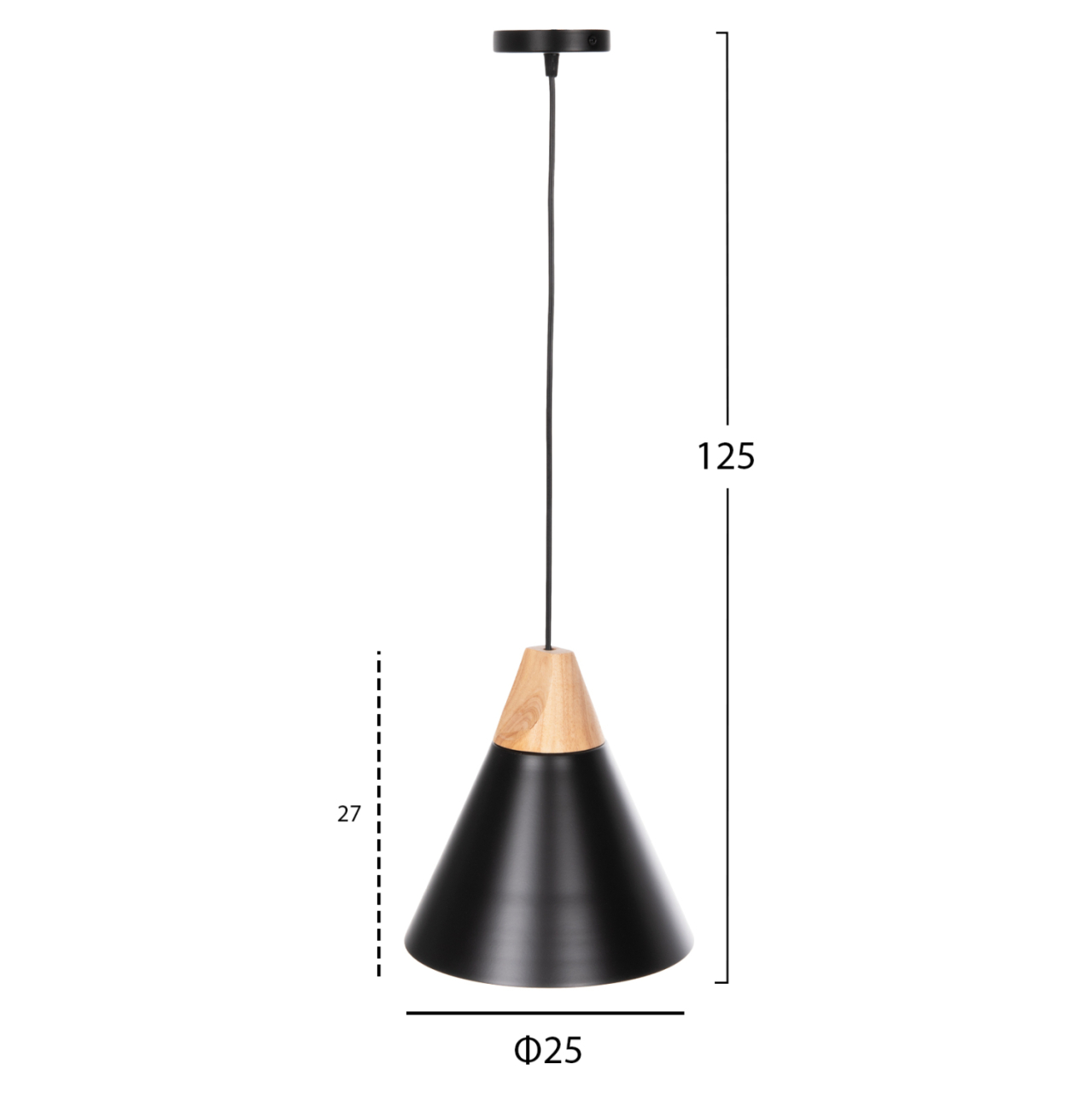 CEILING PENDANT LAMP HM4143 BLACK METAL CAP Φ25x125Hcm. [2]