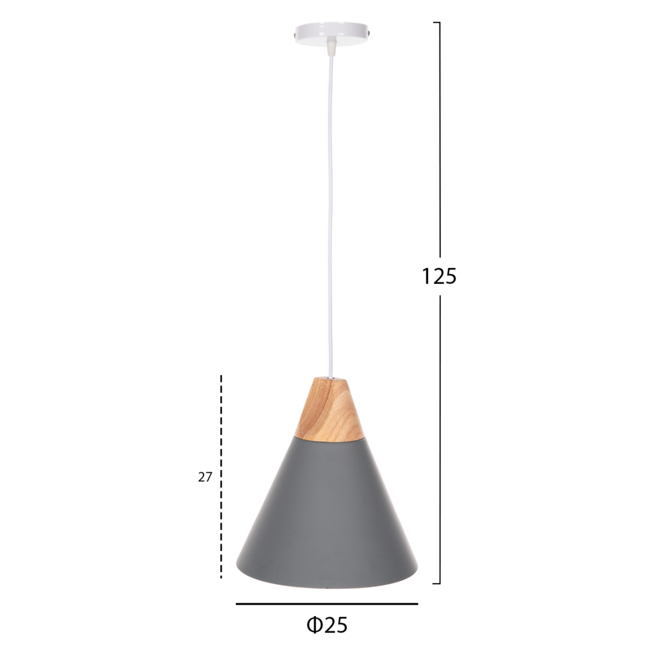 CEILING PENDANT LAMP HM4145 GREY METAL CAP Φ25x125H cm. [2]