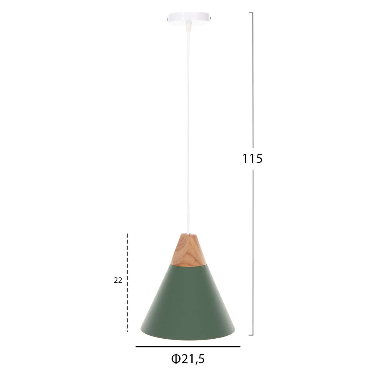 CEILING PENDANT LAMP HM4152 GREEN METAL CAP Φ21,5x115Hcm. [2]