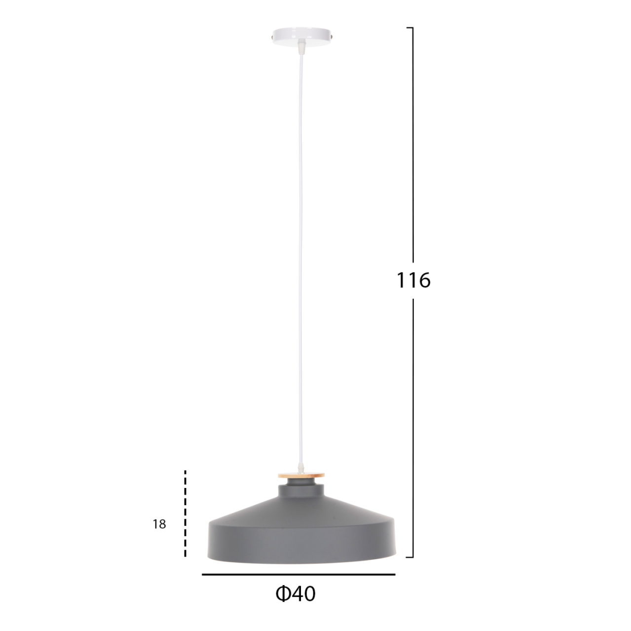 CEILING PENDANT LAMP HM4159.03 GREY METAL CAP Φ40x116Hcm. [2]