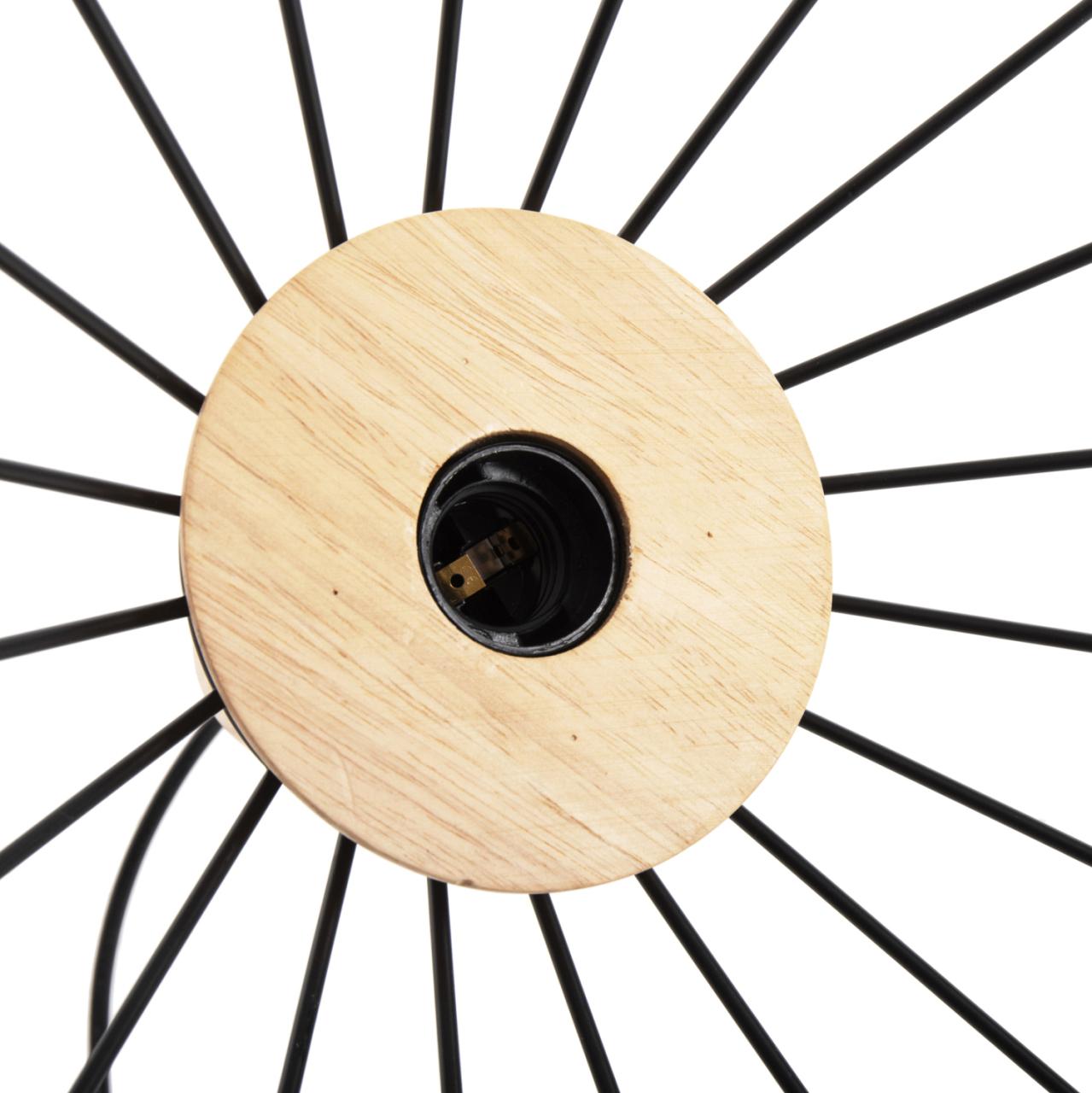 CEILING PENDANT LAMP HM4160 BLACK METAL-WOOD Φ39x117Hcm. [6]