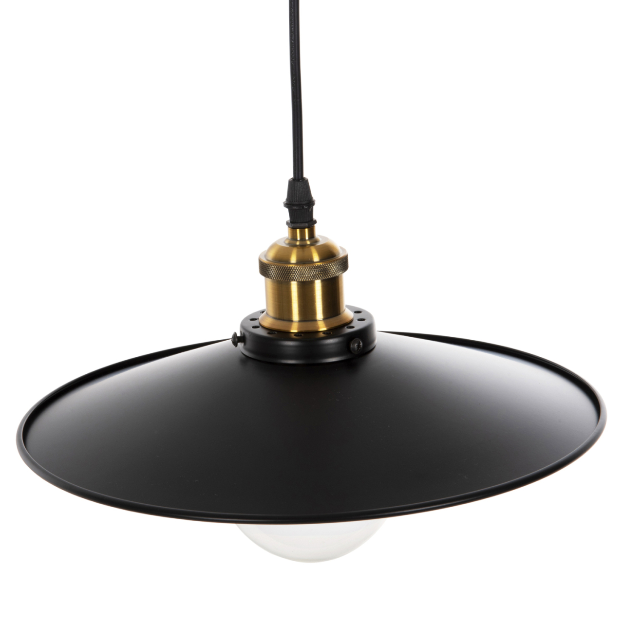 CEILING PENDANT LAMP HM4162 BLACK METAL-GOLD DETAIL ON TOP Φ30x109Hcm. [5]