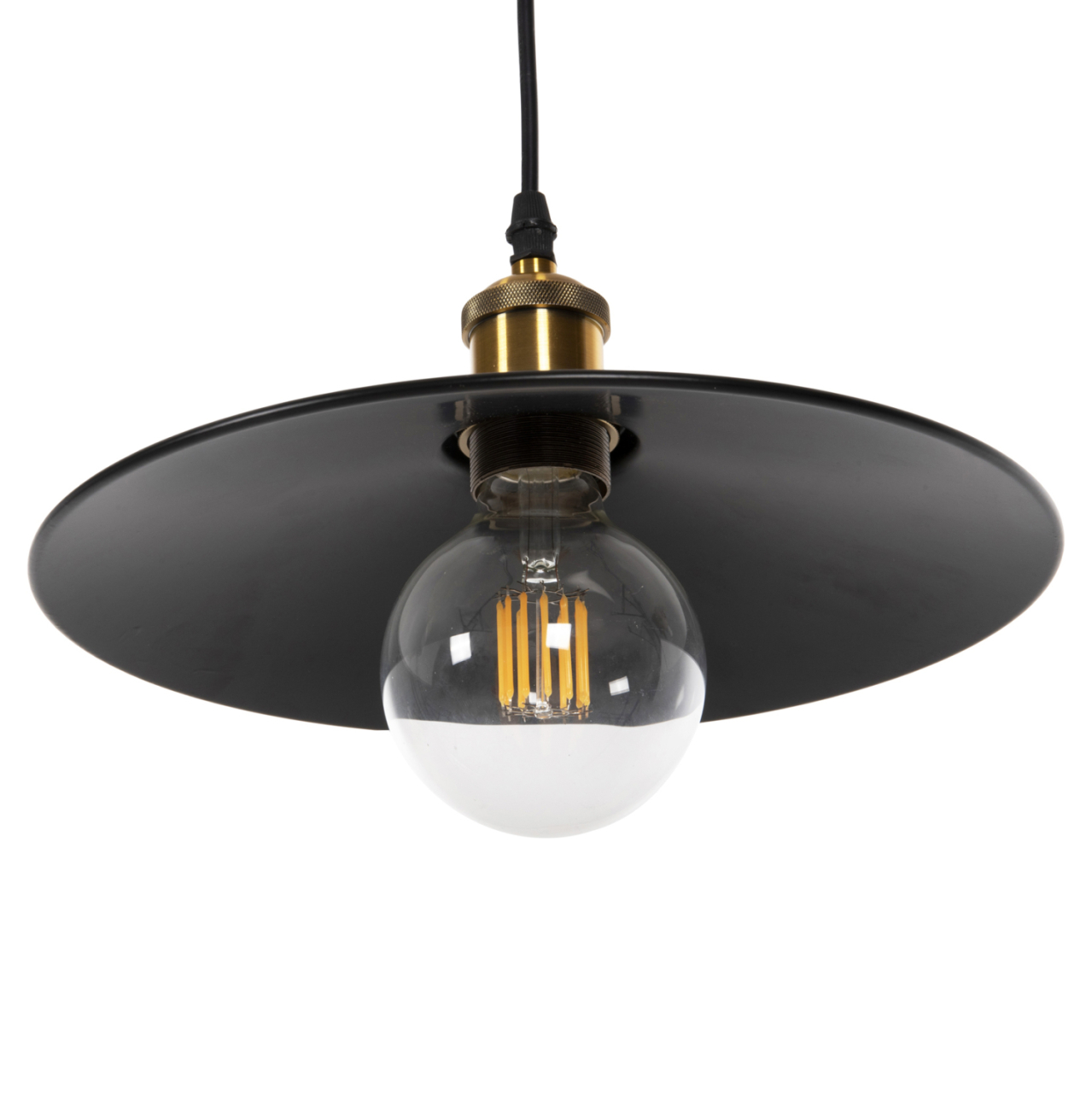 CEILING PENDANT LAMP HM4162 BLACK METAL-GOLD DETAIL ON TOP Φ30x109Hcm. [4]