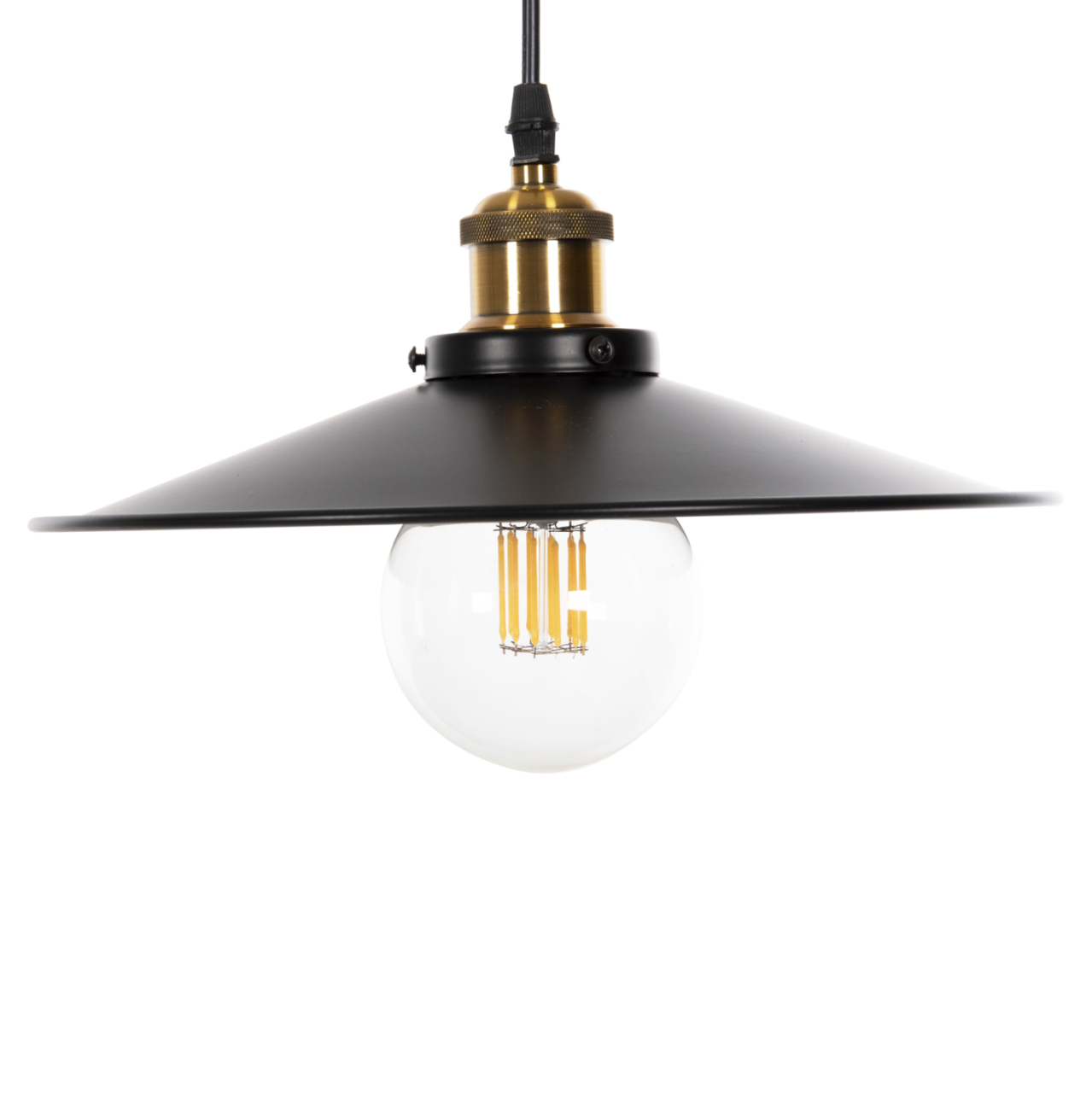 CEILING PENDANT LAMP HM4162 BLACK METAL-GOLD DETAIL ON TOP Φ30x109Hcm. [3]