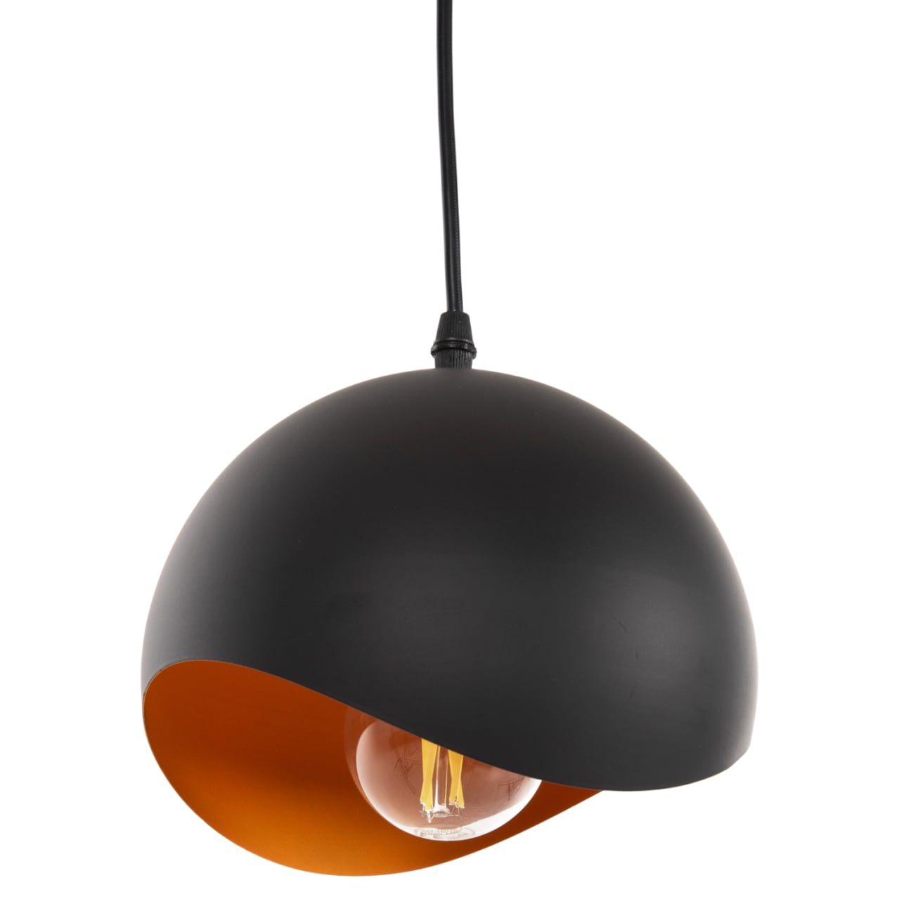CEILING PENDANT LAMP HM4165.01 METAL SPHERE-BLACK and ORANGE Φ20x118Hcm. [4]