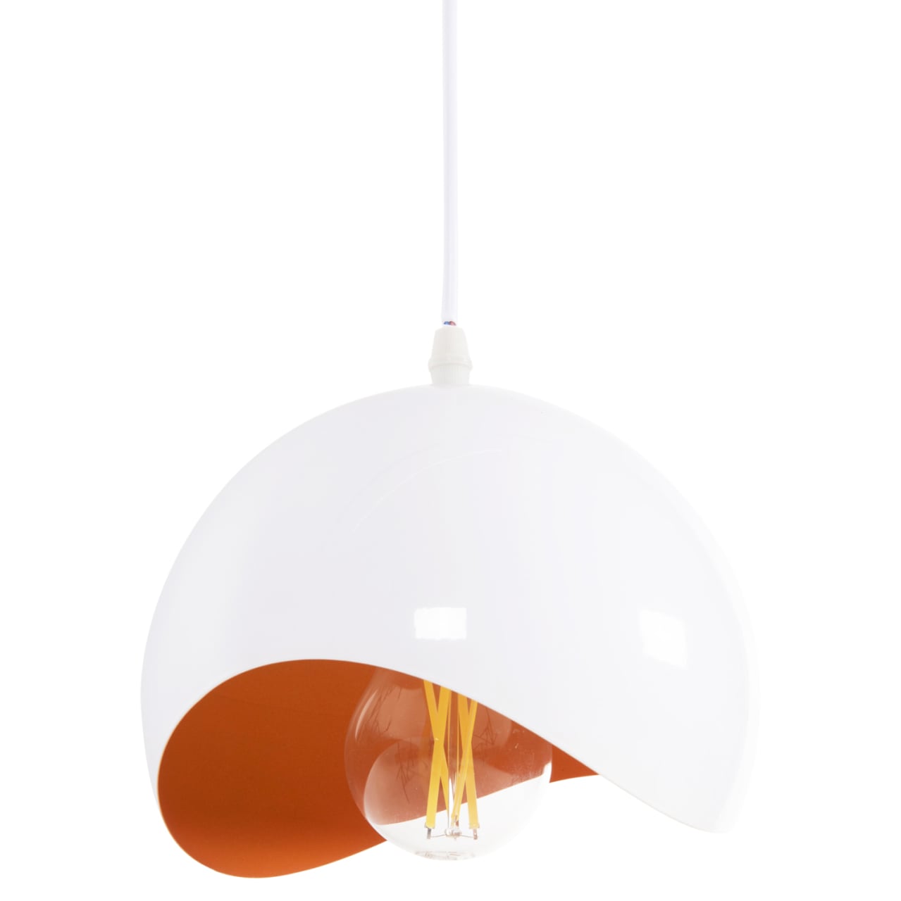 CEILING PENDANT LAMP HM4165.02 METAL SPHERE-WHITE and ORANGE Φ20x118Hcm. [5]