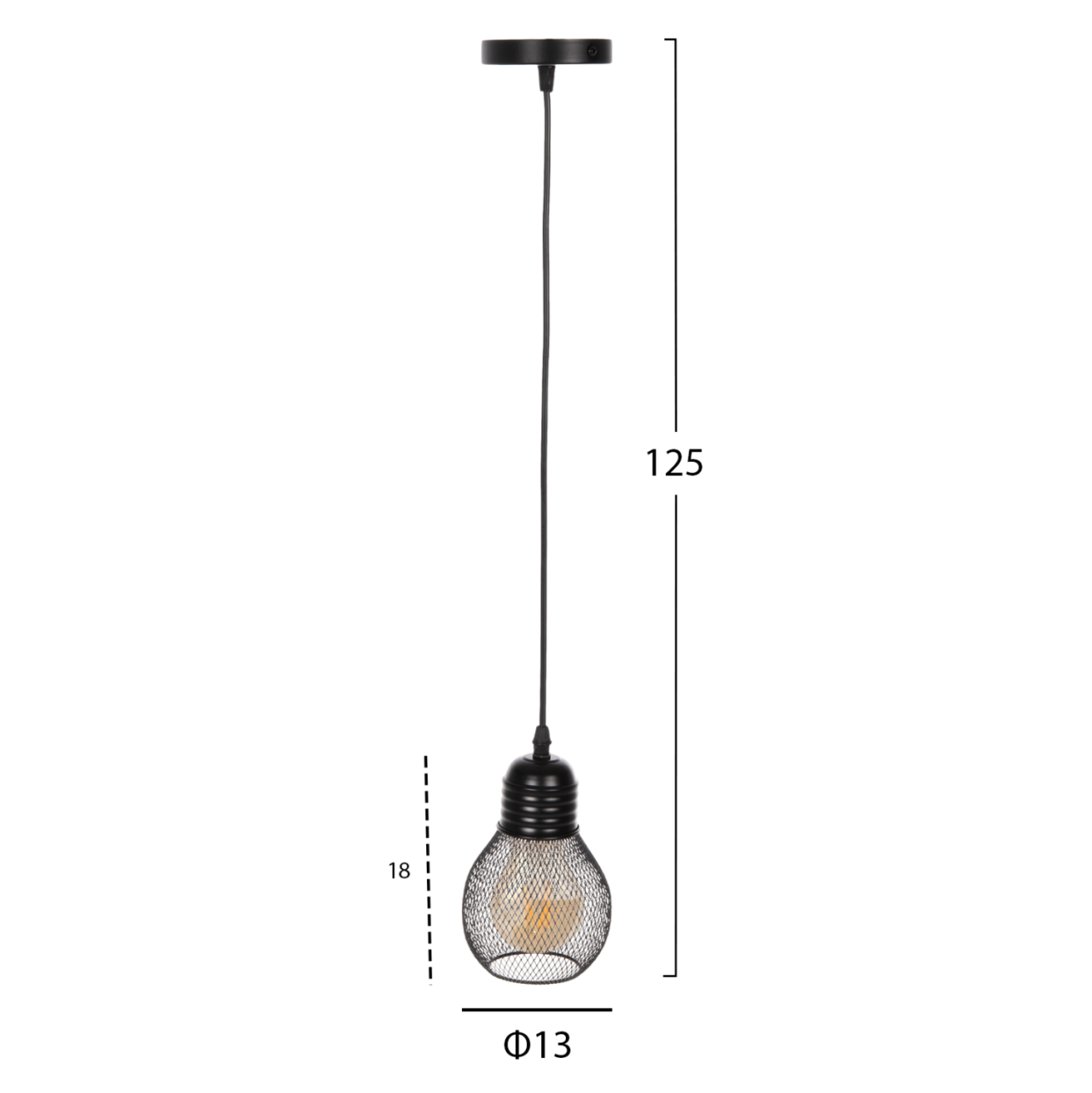CEILING PENDANT LAMP HM4171 BLACK METAL MESH CAP Φ13x125Hcm. [2]