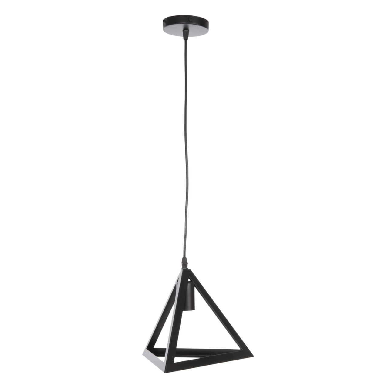 CEILING PENDANT LAMP HM4181 BLACK METAL CAP PYRAMID 15x15x125Hcm. [3]