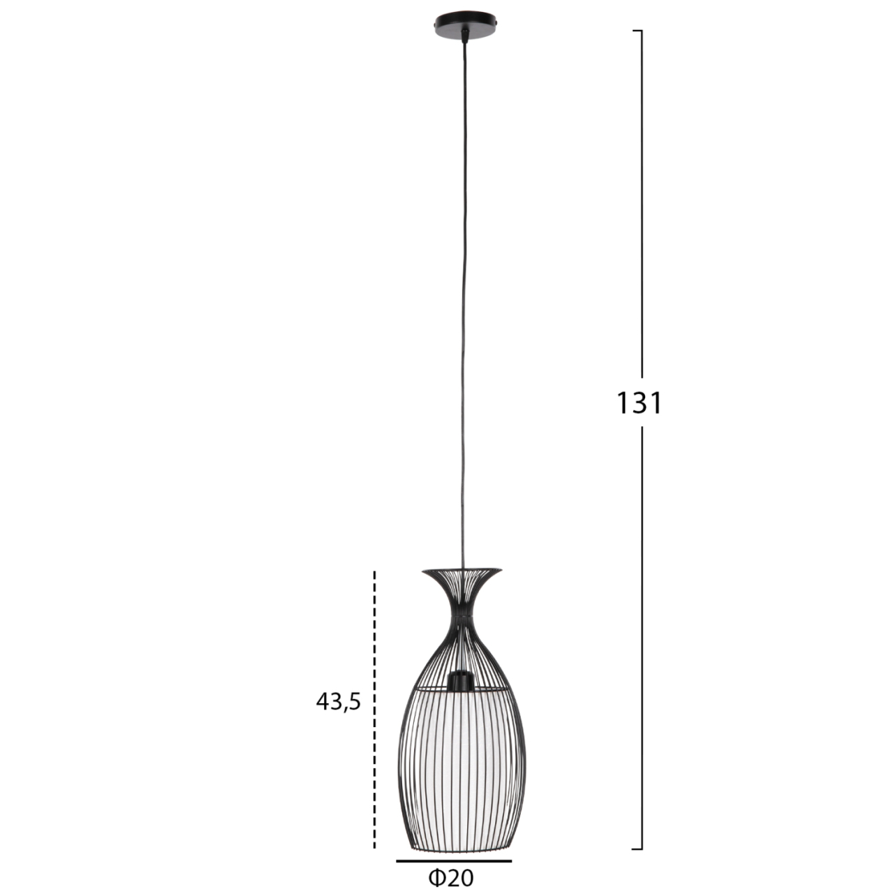 CEILING PENDANT LAMP HM4186 BLACK METAL 20x20x131Hcm. [2]