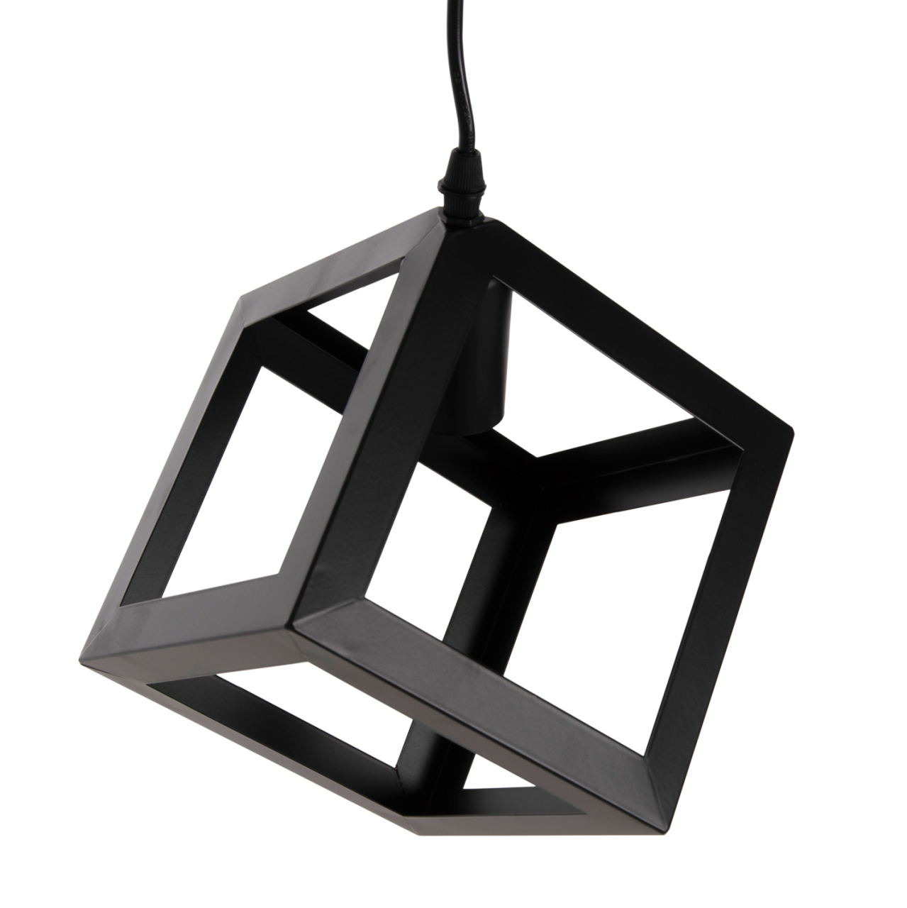 CEILING PENDANT LAMP HM4192 BLACK METAL CUBE 16x16x132Hcm. [3]