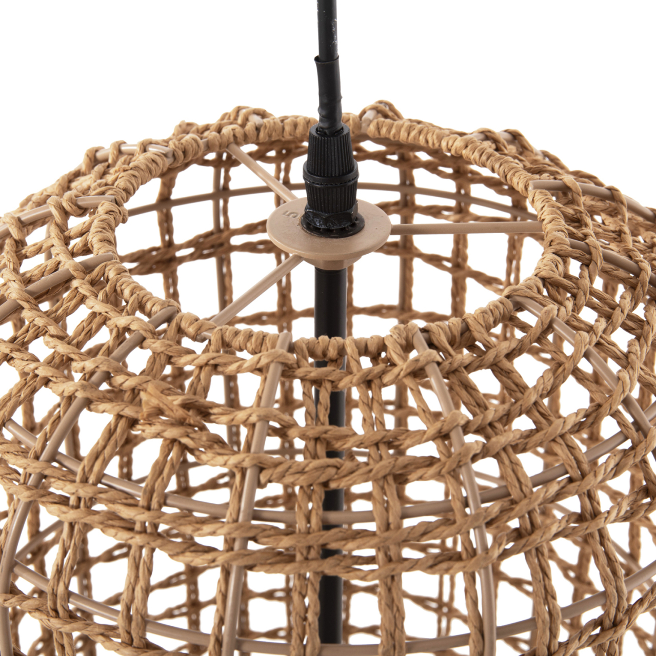 CEILING PENDANT LAMP HM4344 CYLINDRICAL-PAPER ROPE ΙΝ SAN BEIGE-2 BULBS Φ25x100-160Hcm. [4]