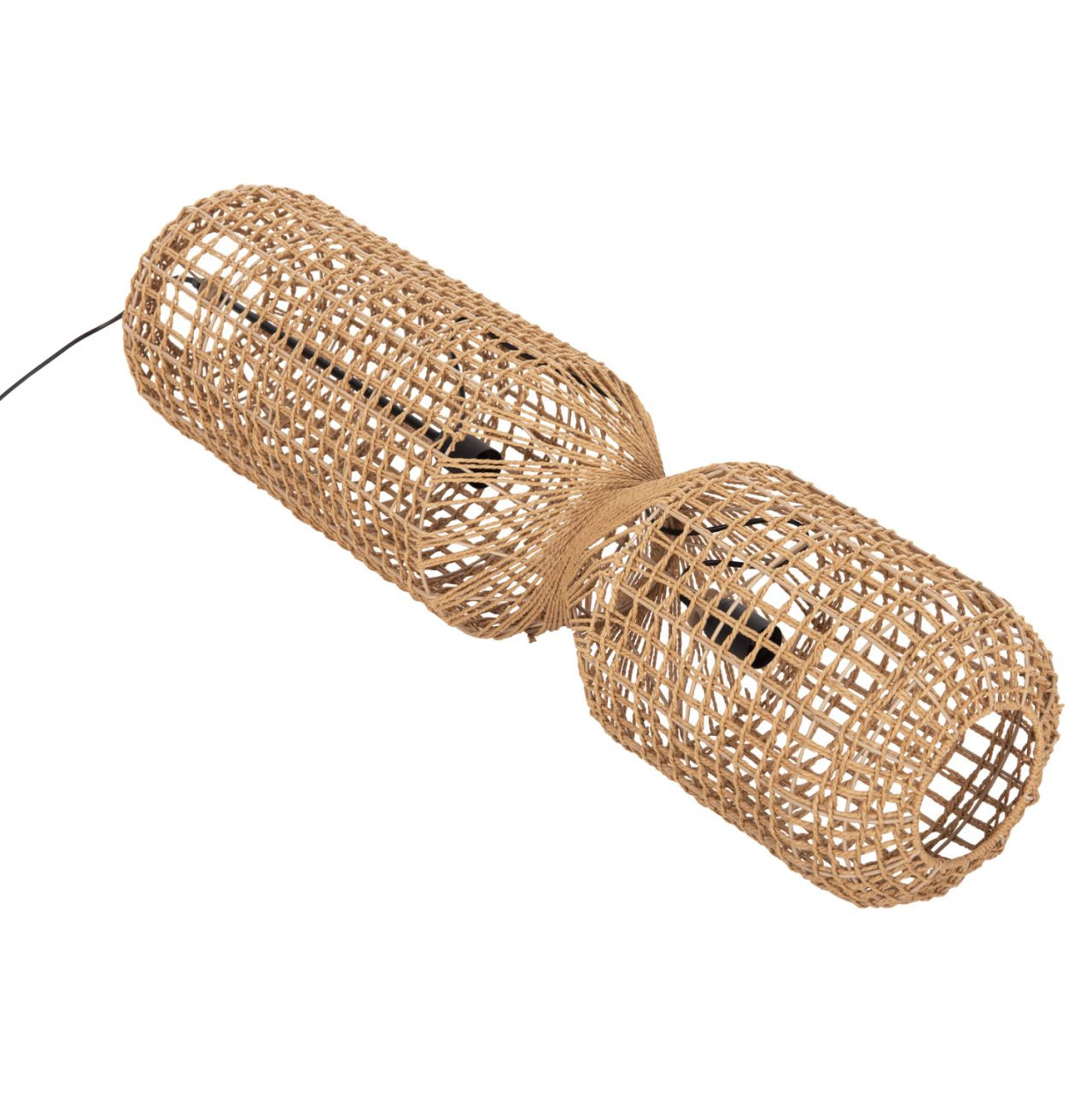 CEILING PENDANT LAMP HM4344 CYLINDRICAL-PAPER ROPE ΙΝ SAN BEIGE-2 BULBS Φ25x100-160Hcm. [3]