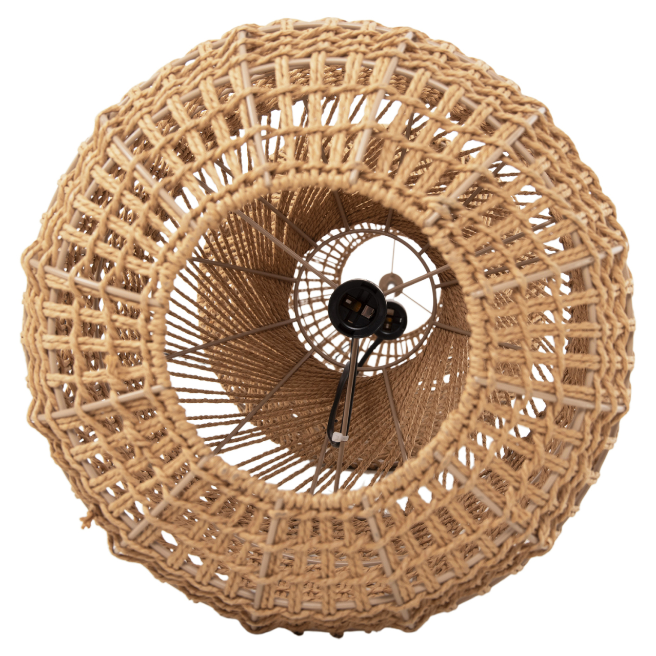 CEILING PENDANT LAMP HM4345 CYLINDRICAL-PAPER ROPE ΙΝ SAND BEIGE-2 BULBS Φ30,5x132Hcm. [9]