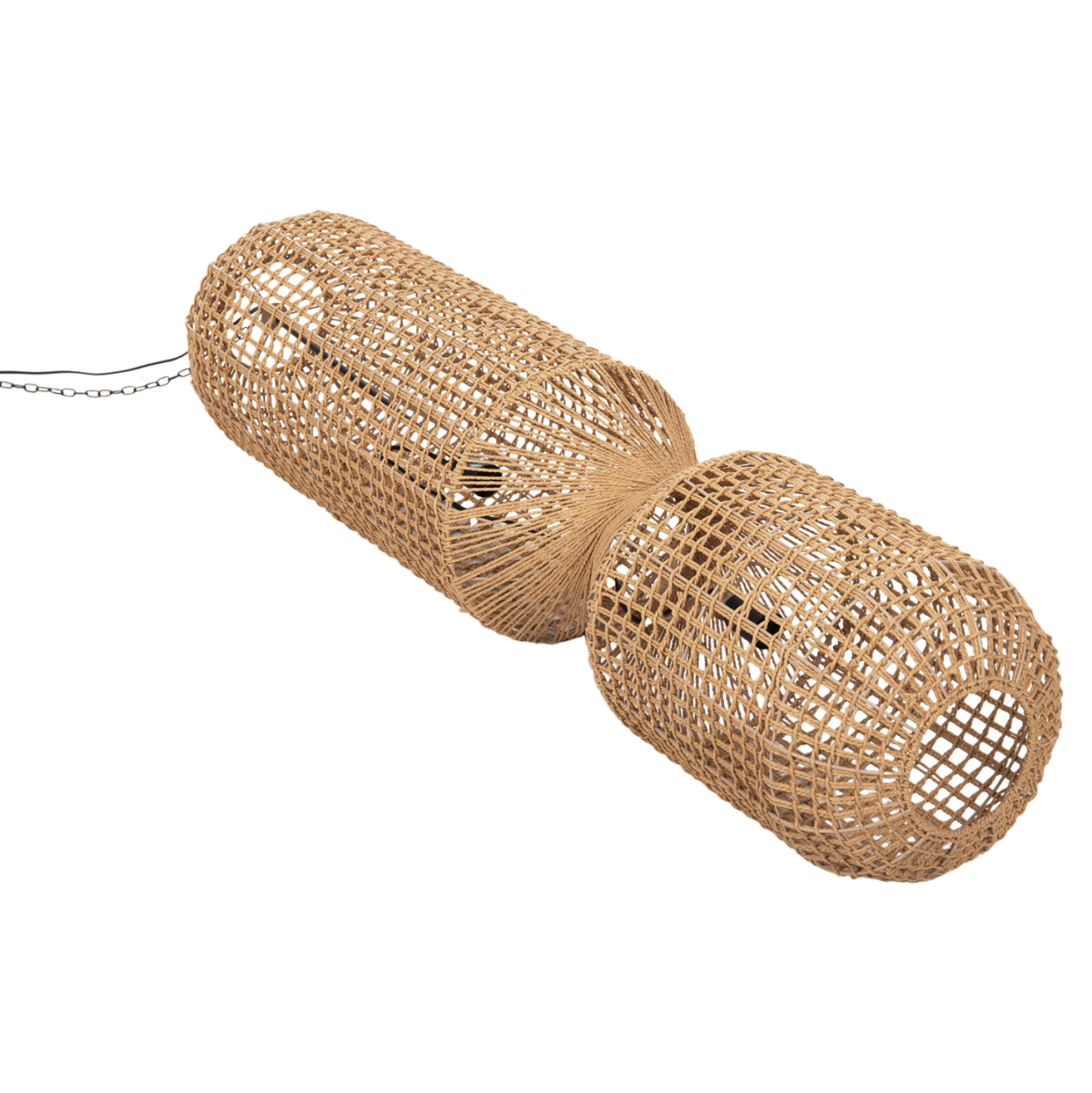CEILING PENDANT LAMP HM4345 CYLINDRICAL-PAPER ROPE ΙΝ SAND BEIGE-2 BULBS Φ30,5x132Hcm. [3]