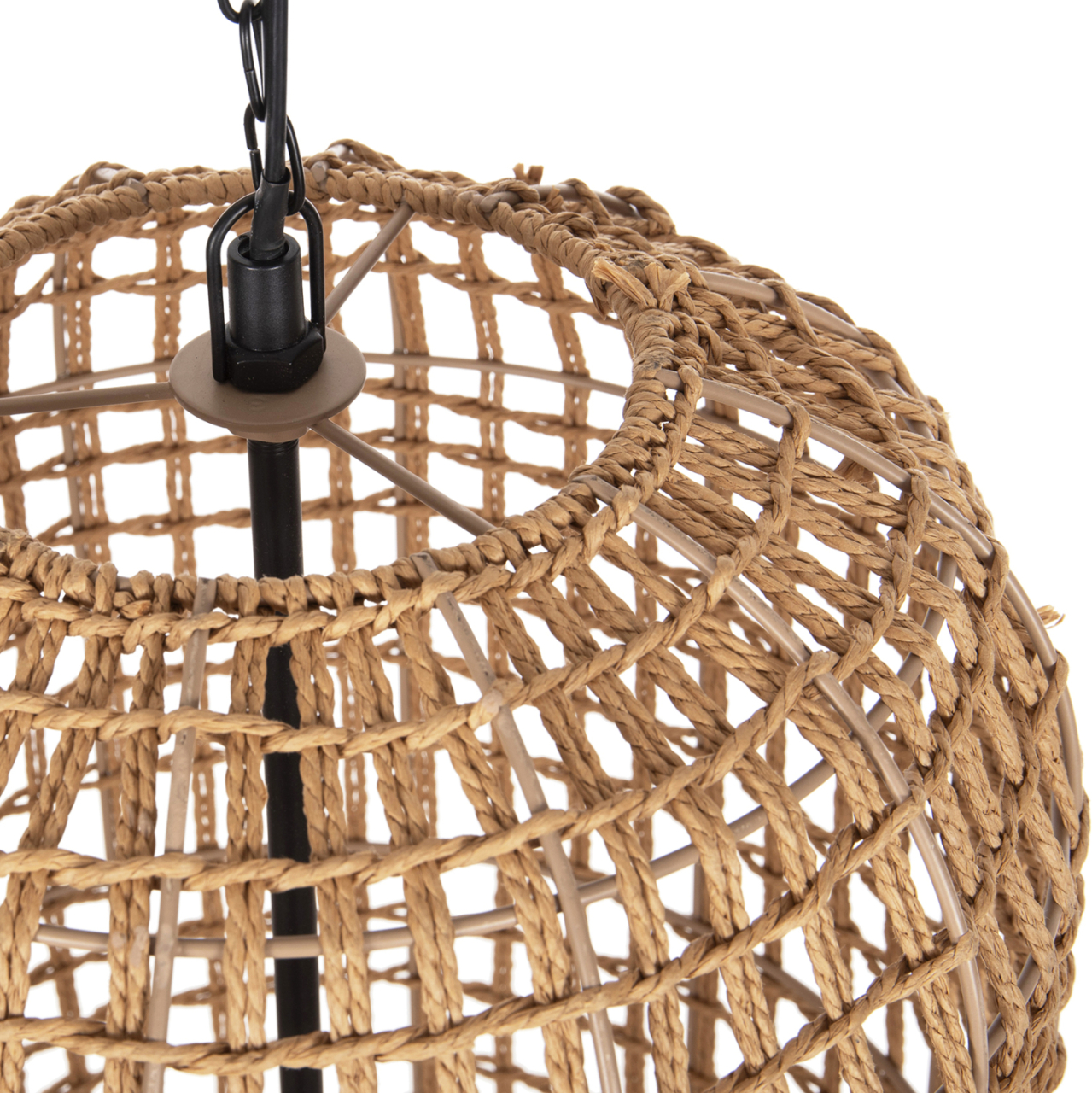 CEILING PENDANT LAMP HM4345 CYLINDRICAL-PAPER ROPE ΙΝ SAND BEIGE-2 BULBS Φ30,5x132Hcm. [4]