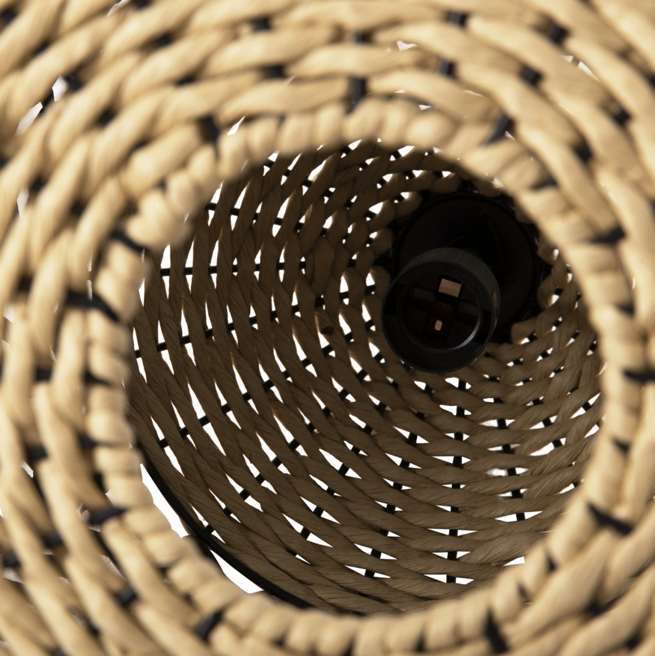CEILING PENDANT LAMP HM4346 PAPER ROPE ΙΝ BEIGE AND BLACK Φ55,5x44Hcm. [8]