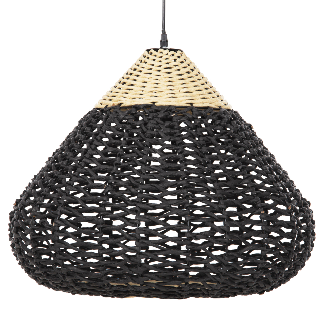 CEILING PENDANT LAMP HM4346 PAPER ROPE ΙΝ BEIGE AND BLACK Φ55,5x44Hcm. [3]