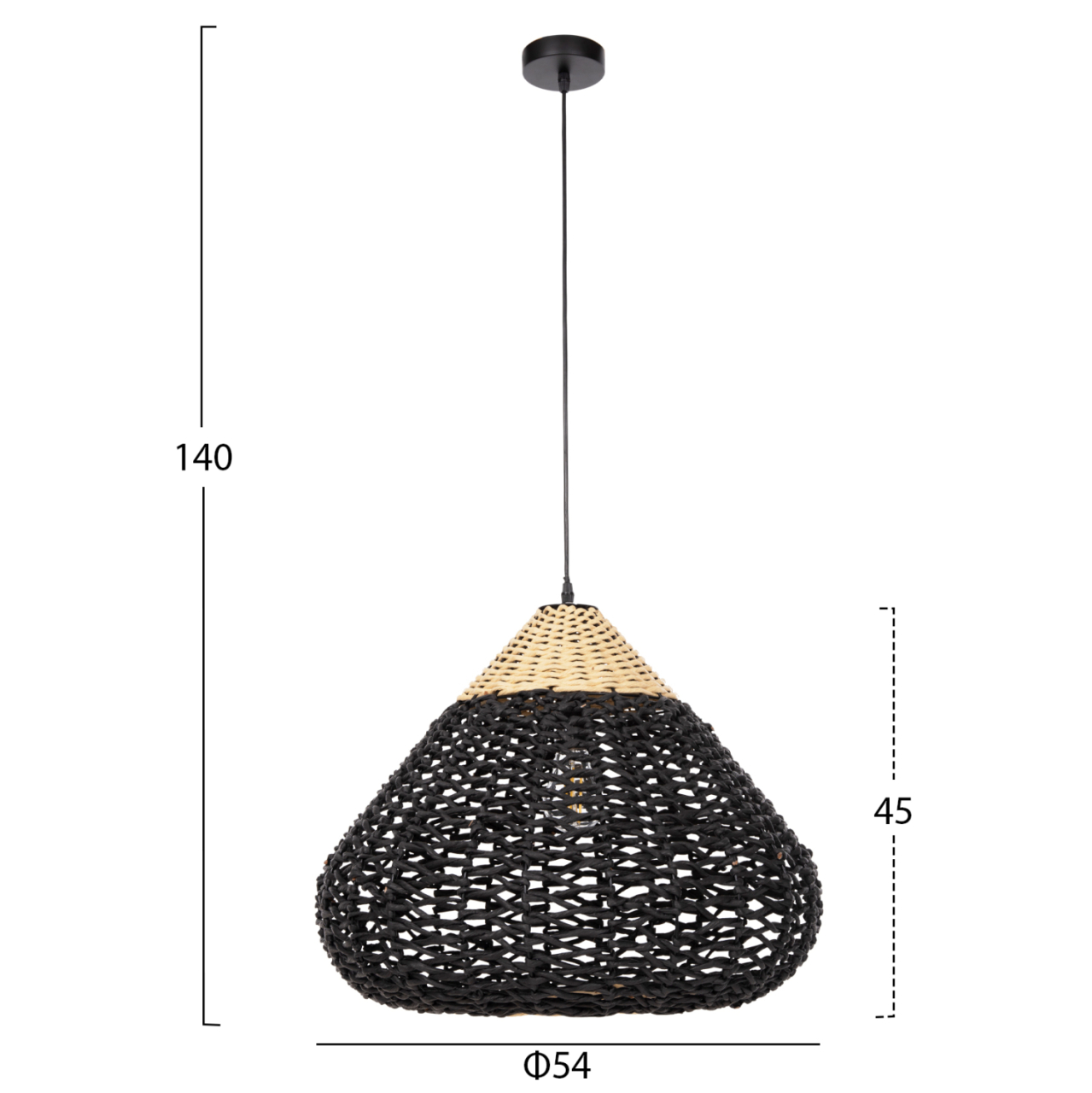 CEILING PENDANT LAMP HM4346 PAPER ROPE ΙΝ BEIGE AND BLACK Φ55,5x44Hcm. [2]