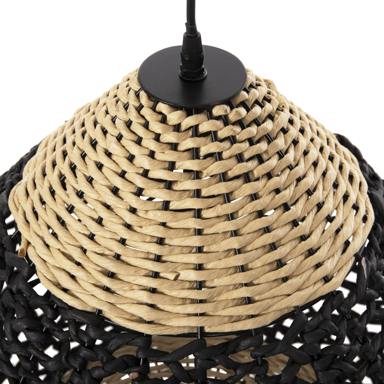 CEILING PENDANT LAMP HM4346 PAPER ROPE ΙΝ BEIGE AND BLACK Φ55,5x44Hcm. [6]