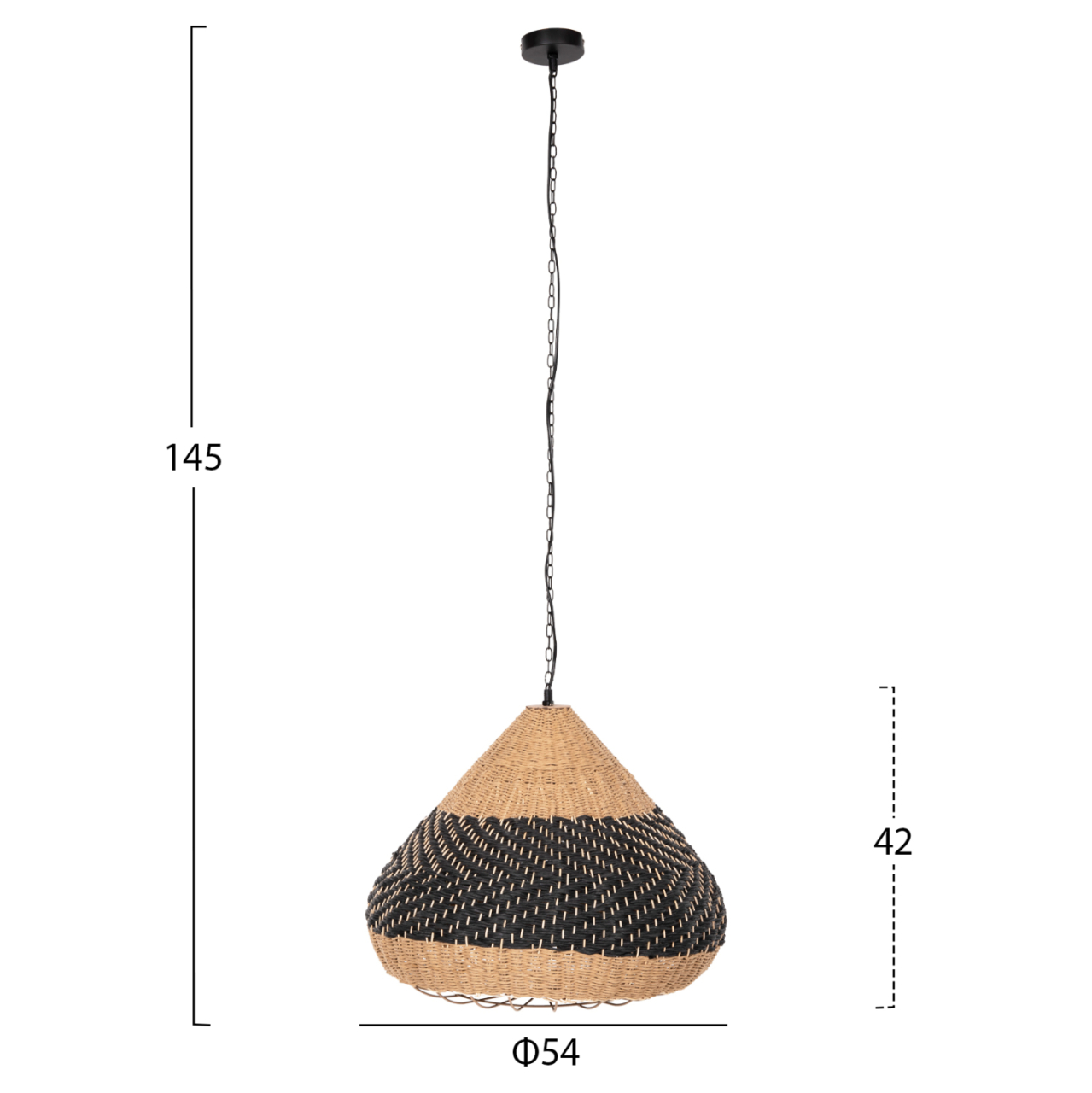 CEILING PENDANT LAMP HM4354 NATURAL RATTAN-PAPER ROPE-NATURALandBLACK COLOR Φ54x42-145Hcm. [2]